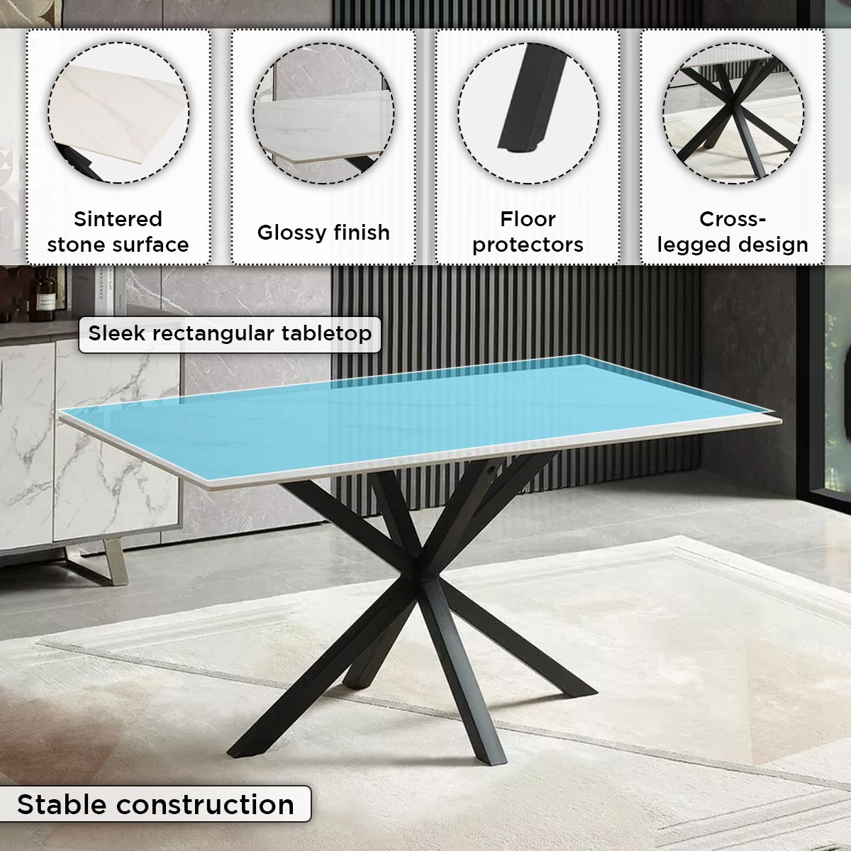 طقم سفرة بسطح من الحجر الملبد 6 مقاعد من ويلويك-hbxfurniture-diningtablesandsets-diningsets-sixseater-image-6