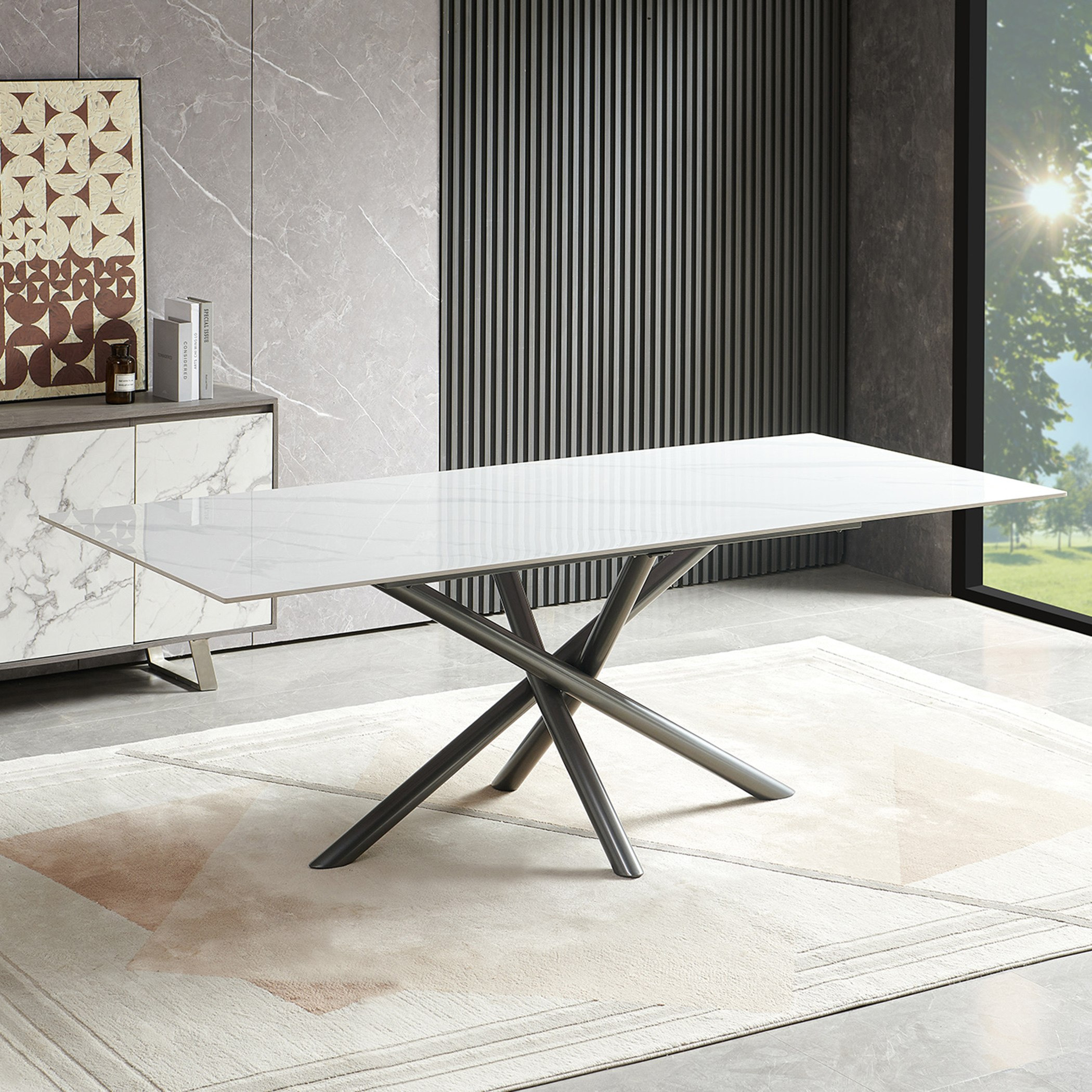 Buckle 8-Seater Sintered Stone Top Dining Set-hbxfurniture-diningtablesandsets-diningsets-eightseater-image-2