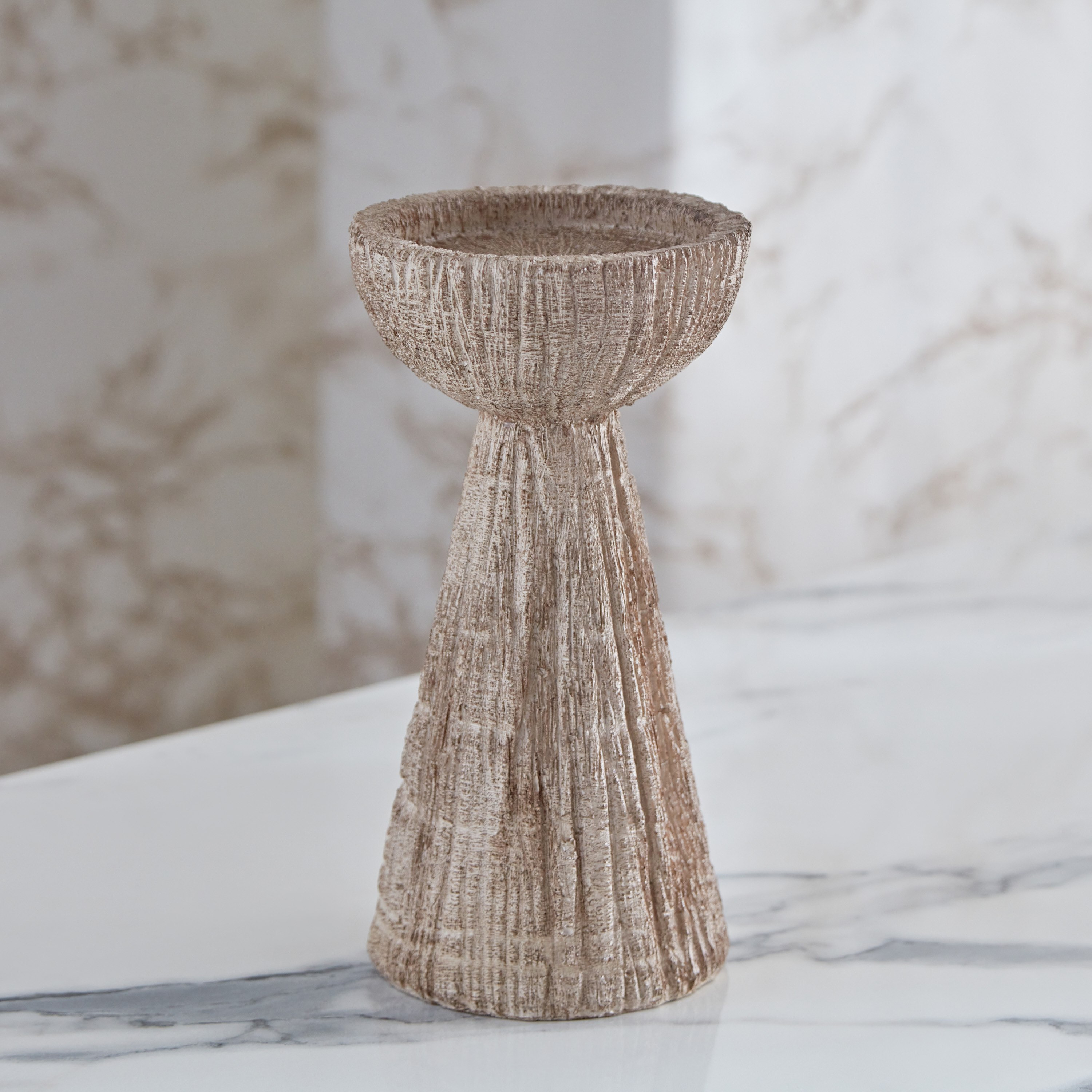 حامل شموع بوليريسين بلمسة تشطيب طبيعية من رابك - 10x10x20 سم-hbxlivingroom-decorandaccessories-candleholders-image-2