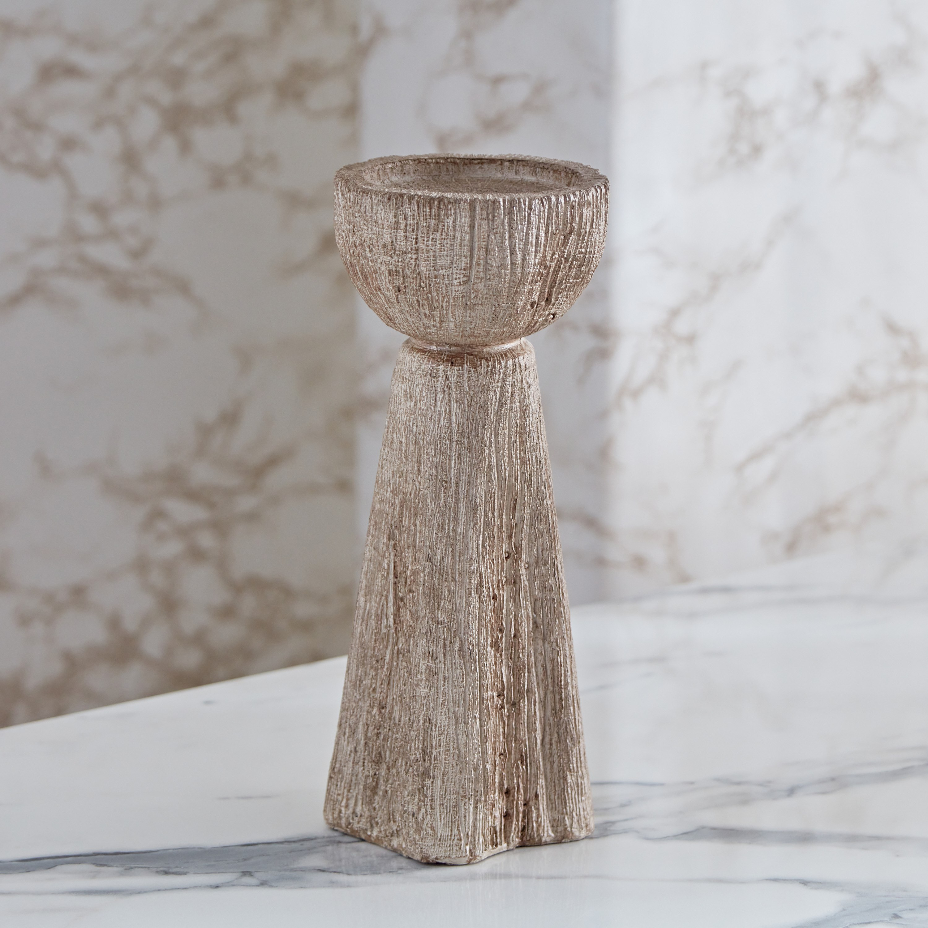 Rabaque Polyresin Modern Natural Finish CandleHolder - 10x10x25 cm-hbxlivingroom-decorandaccessories-candleholders-image-2