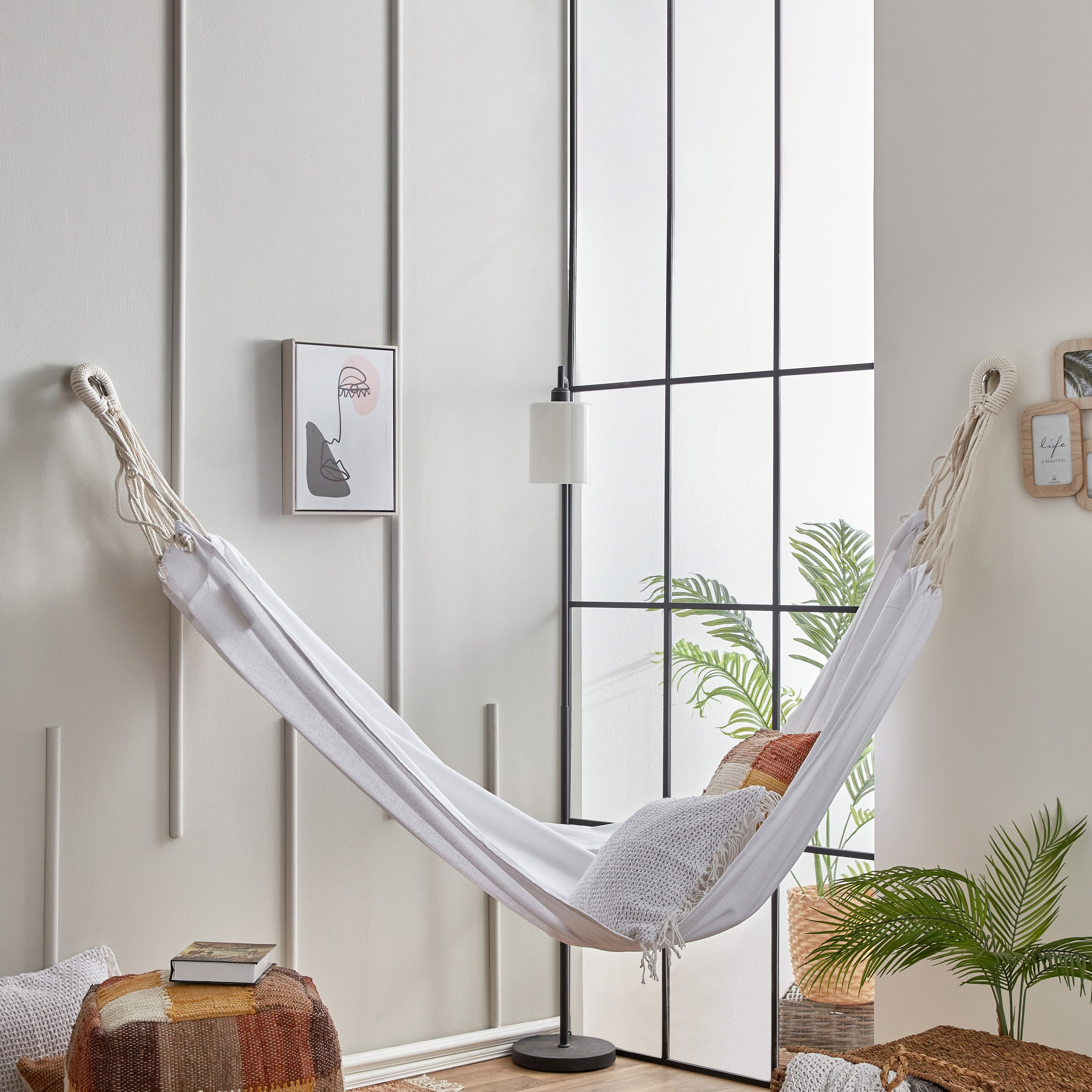 أرجوحة قطنية بحبل قطني وحلقة معدنية من بليس - 110x220 سم-hbxhomeware-hbxbedroom-image-1