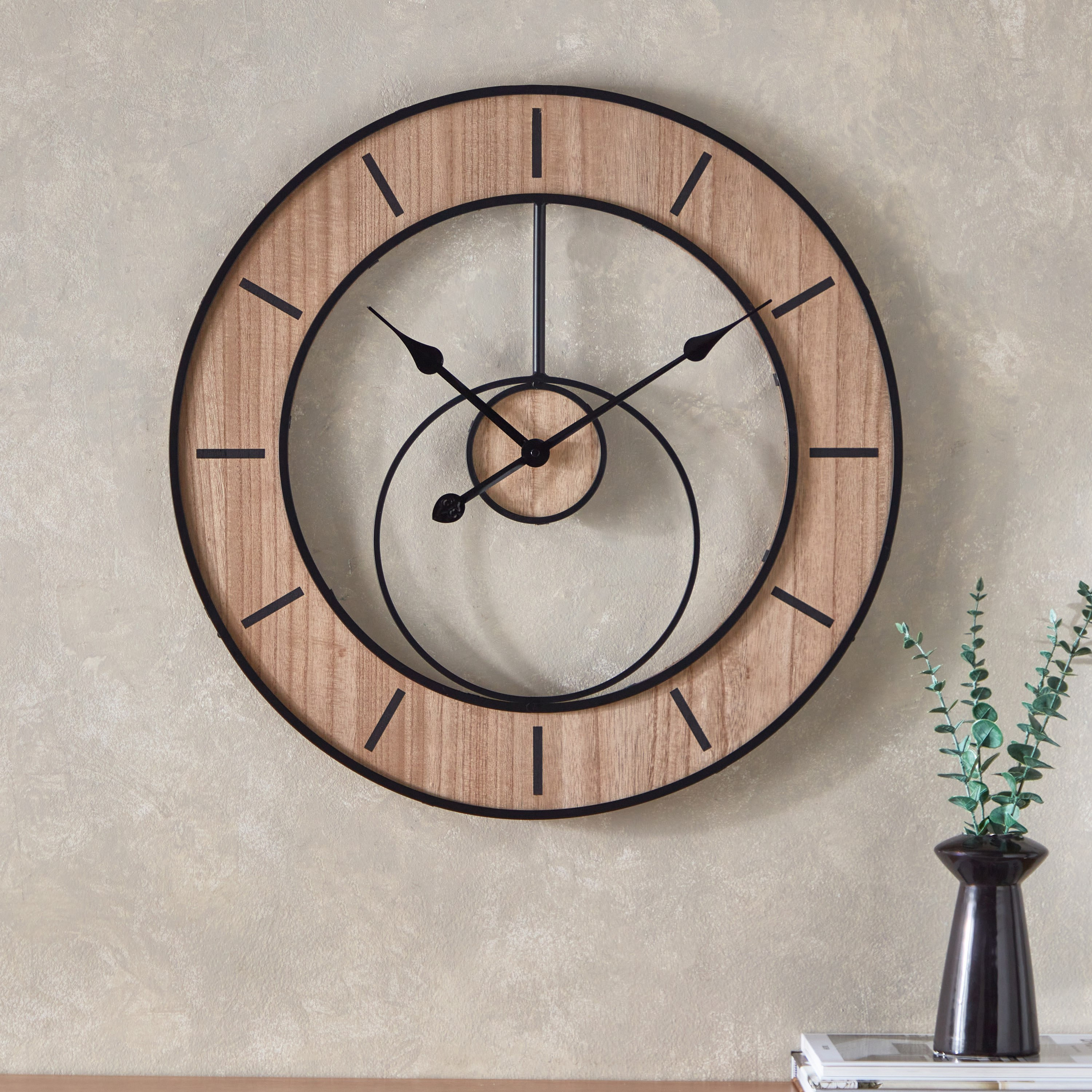 ساعة حائط خشبية من زيل - 60x4.5x60 سم-hbxhomeware-hbxdecorandfurnishings-image-2