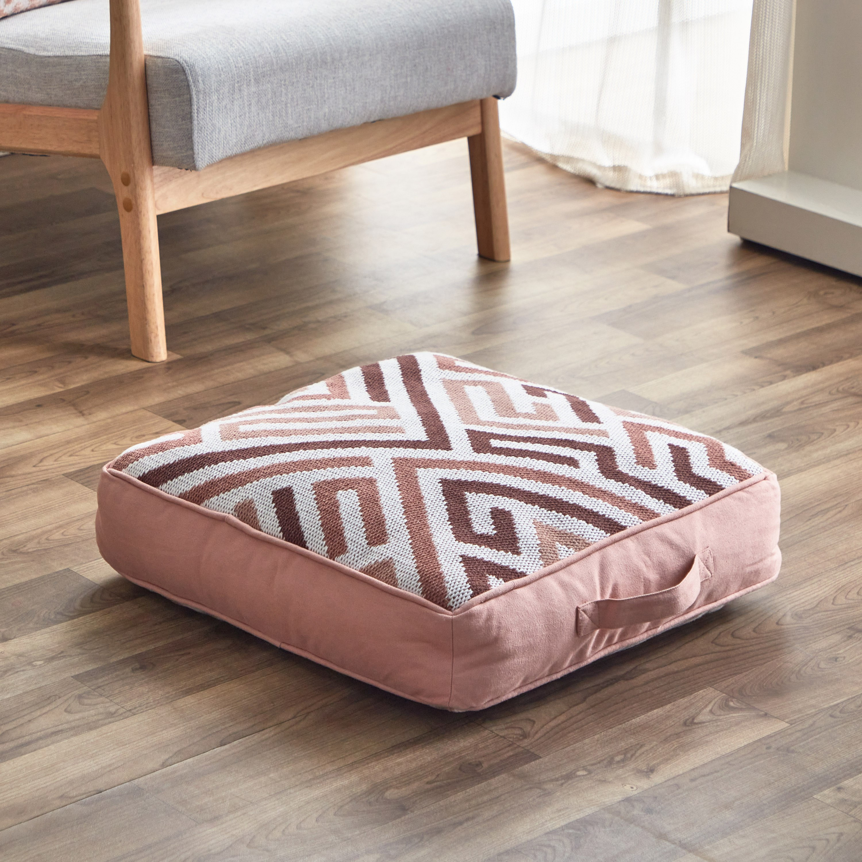 Meknes Cotton Jacquard Floor Cushion - 50x50x10 cm-hbxhomeware-hbxdecorandfurnishings-image-1