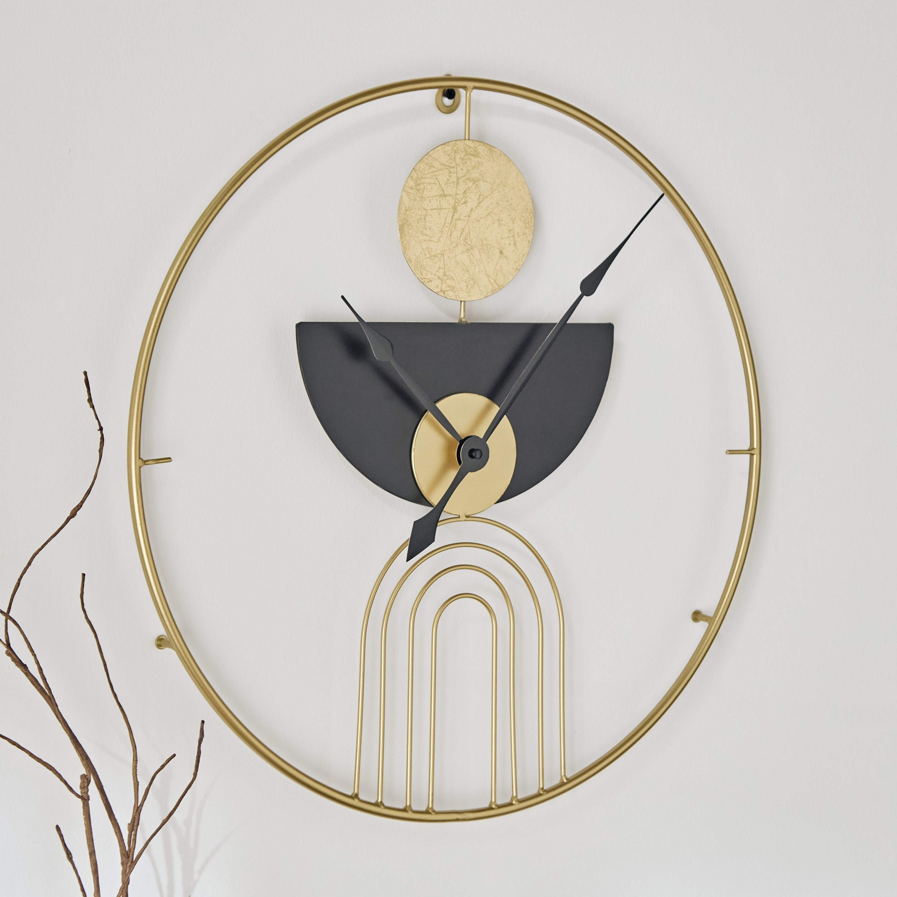 ساعة معدن مع زينة حائط من سونيت - 50x50x5 سم-hbxlivingroom-walldecor-wallart-image-1