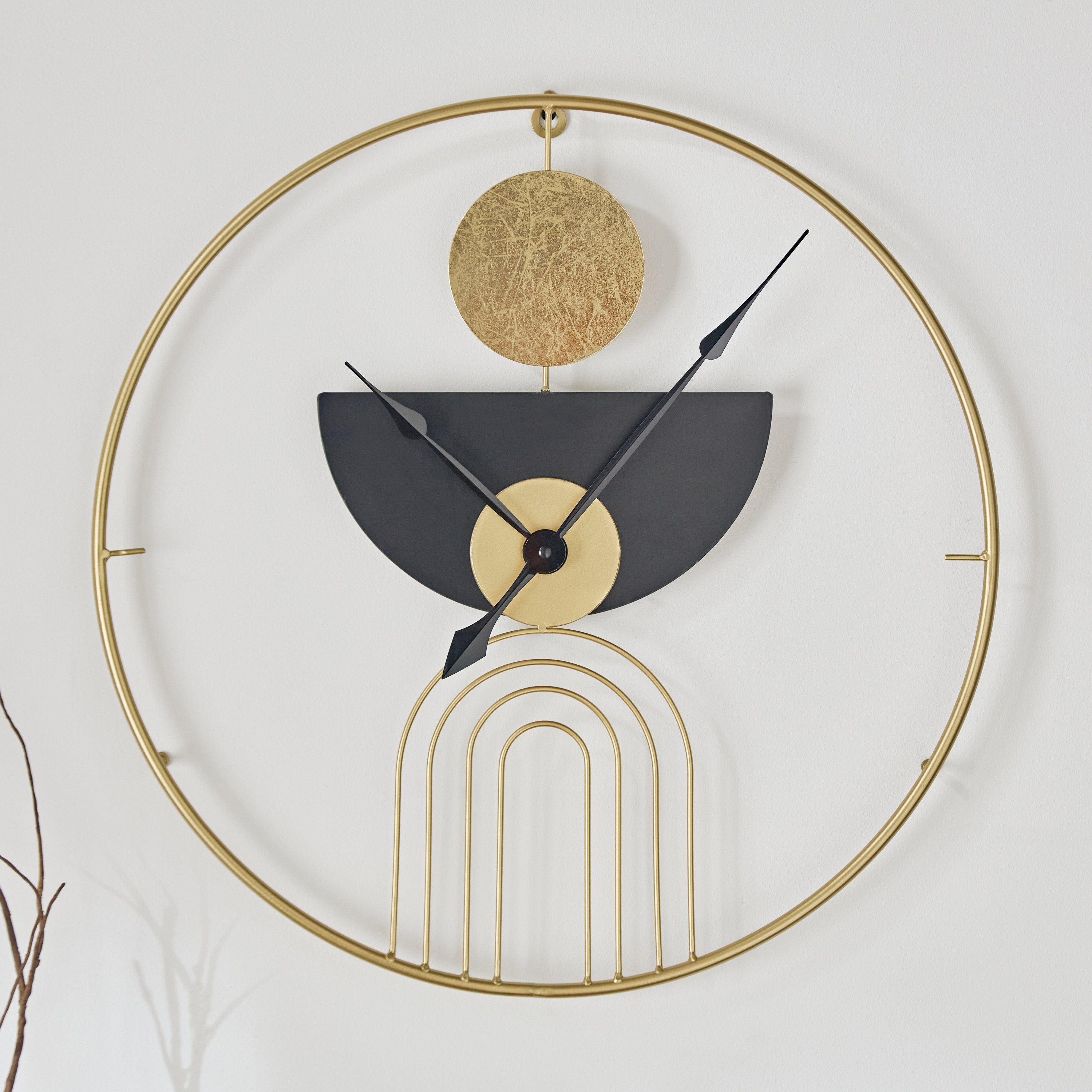 ساعة معدن مع زينة حائط من سونيت - 50x50x5 سم-hbxlivingroom-walldecor-wallart-image-2