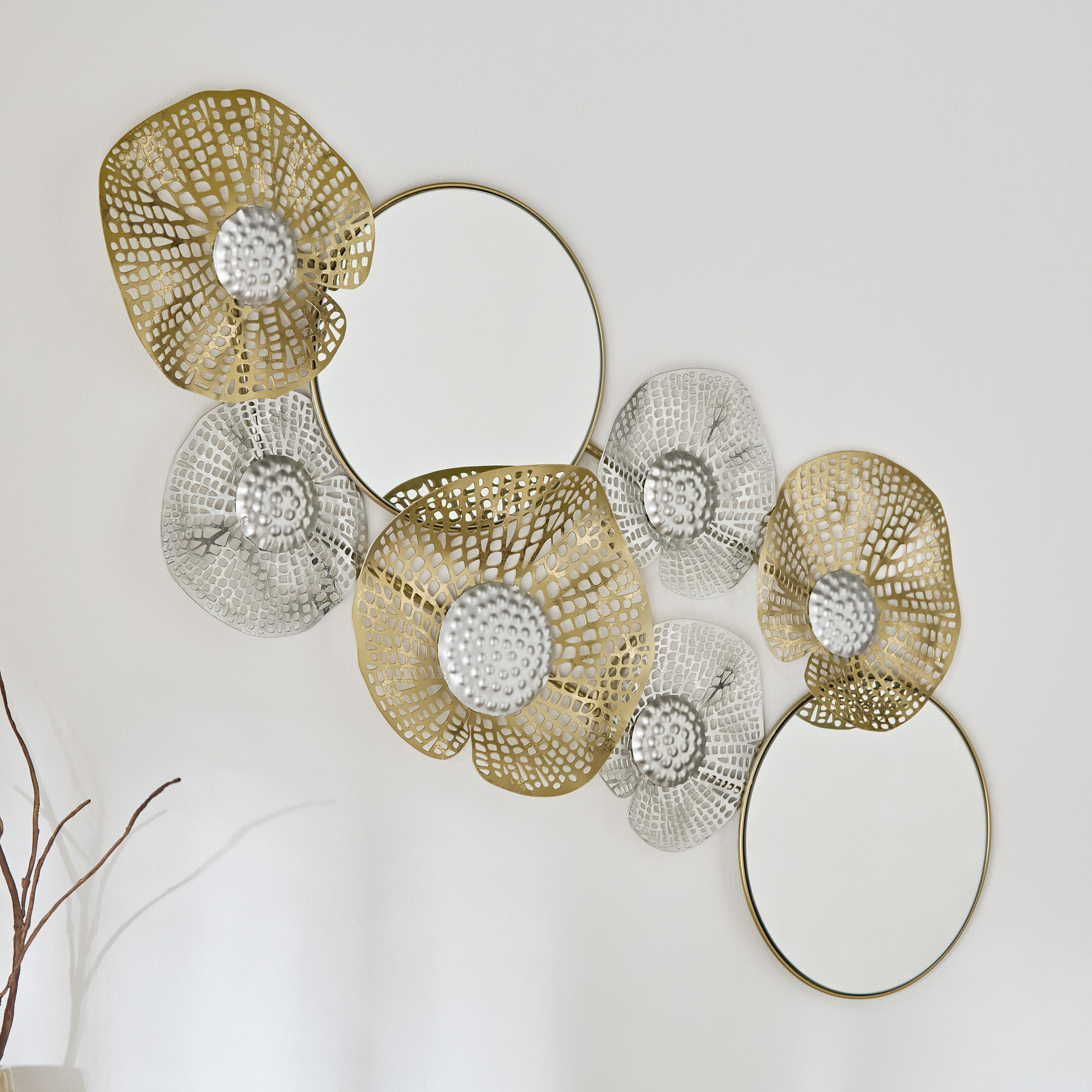 زينة حائط معدنية مع مرآة من سونيت - 75x32x3 سم-hbxdiningroom-walldecor-wallart-image-2
