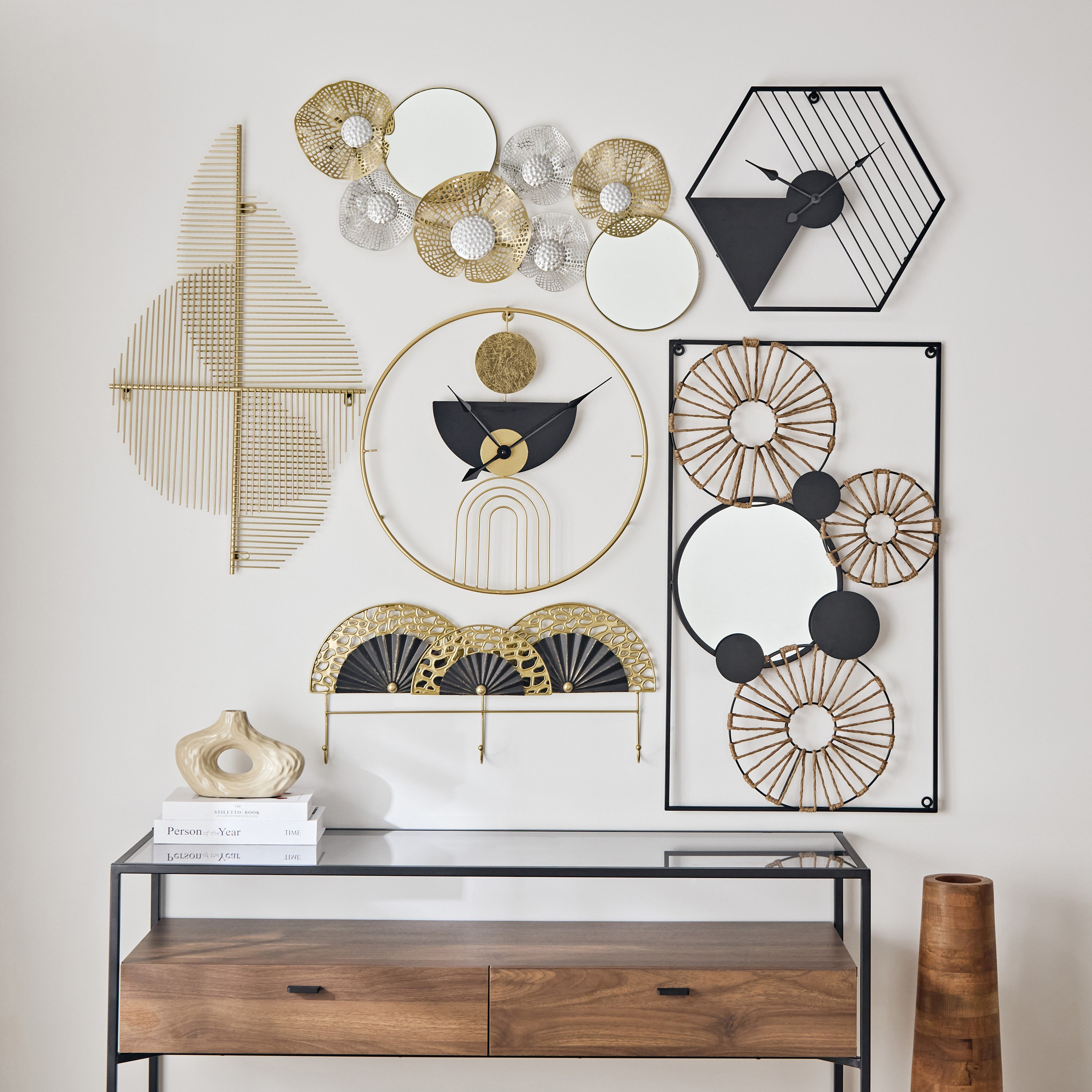 زينة حائط معدنية مع مرآة من سونيت - 75x32x3 سم-hbxdiningroom-walldecor-wallart-image-4
