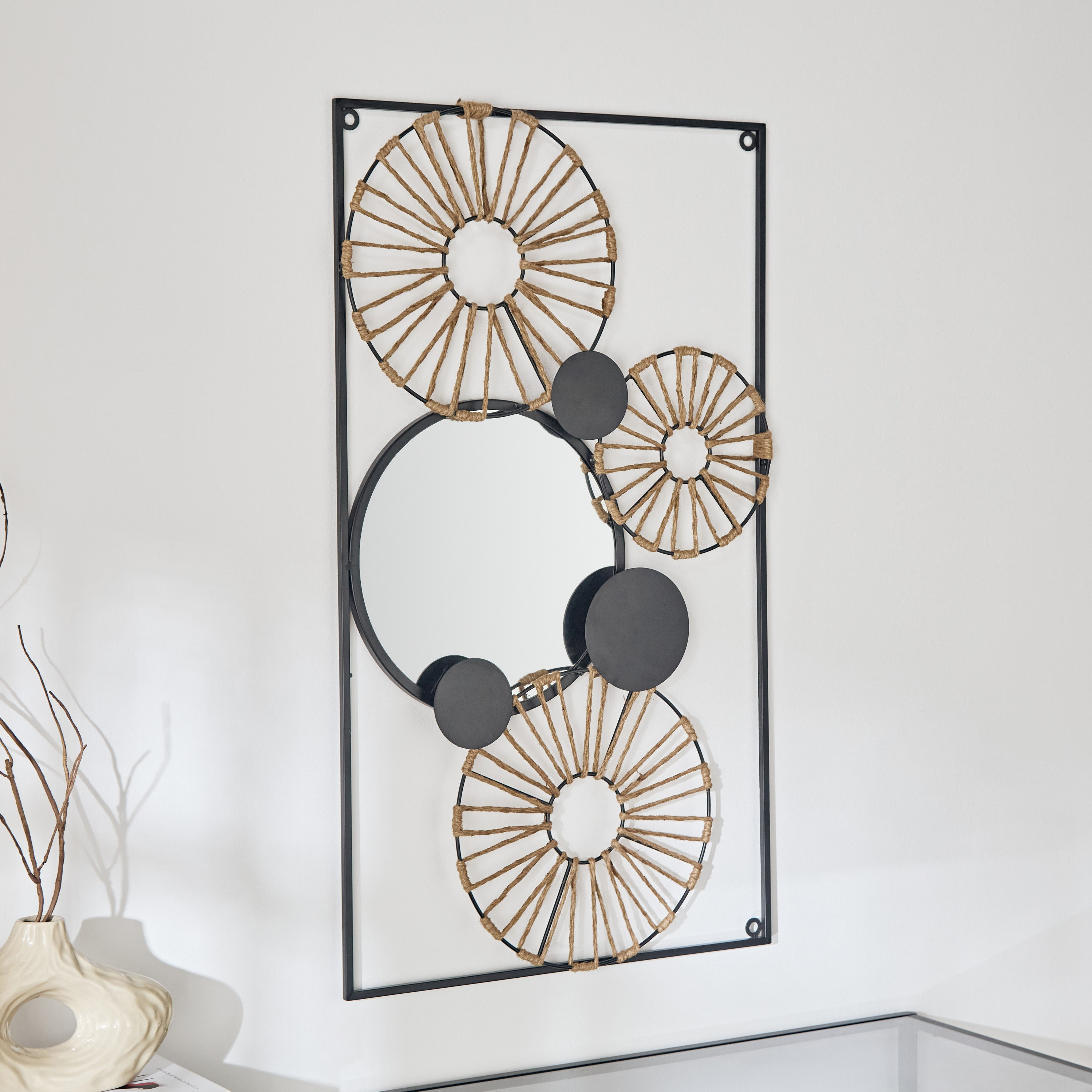 زينة حائط معدن بمرآة من سونيت- 82x47.5x3 سم-hbxdiningroom-walldecor-wallart-image-1