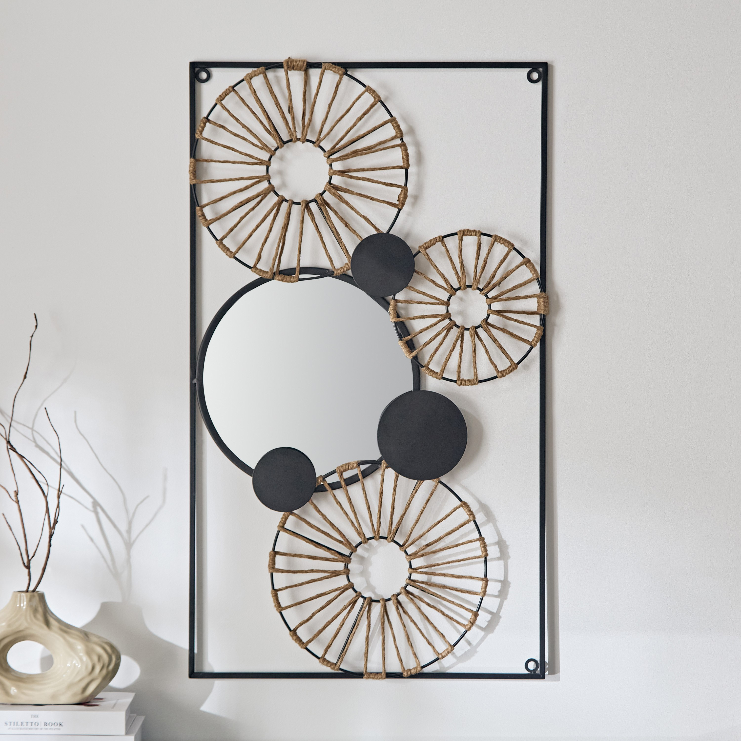 زينة حائط معدن بمرآة من سونيت- 82x47.5x3 سم-hbxdiningroom-walldecor-wallart-image-2
