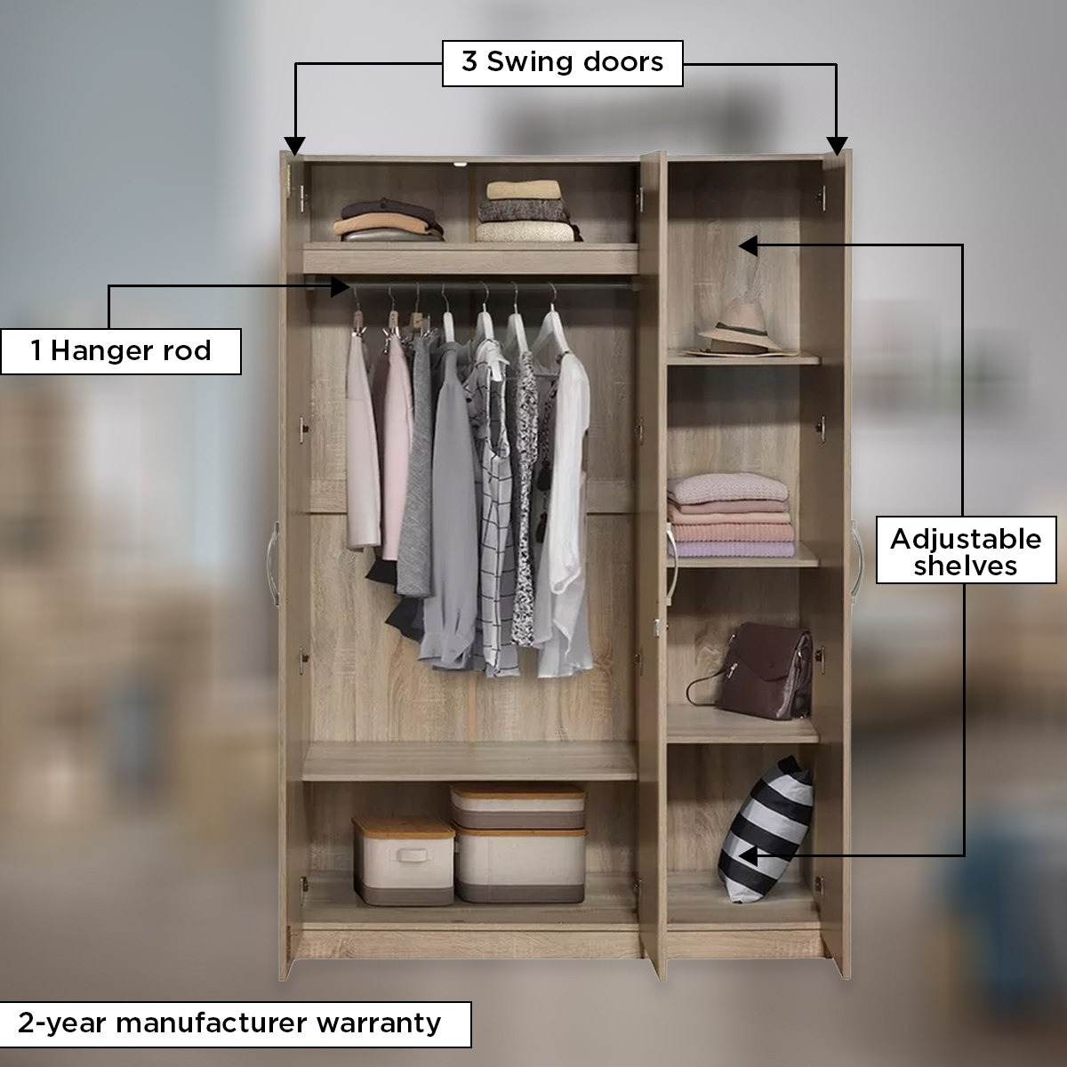 خزانة ملابس 3 أبواب مع مرآة - كولتورب بلس من موڤو-hbxfurniture-wardrobes-image-5
