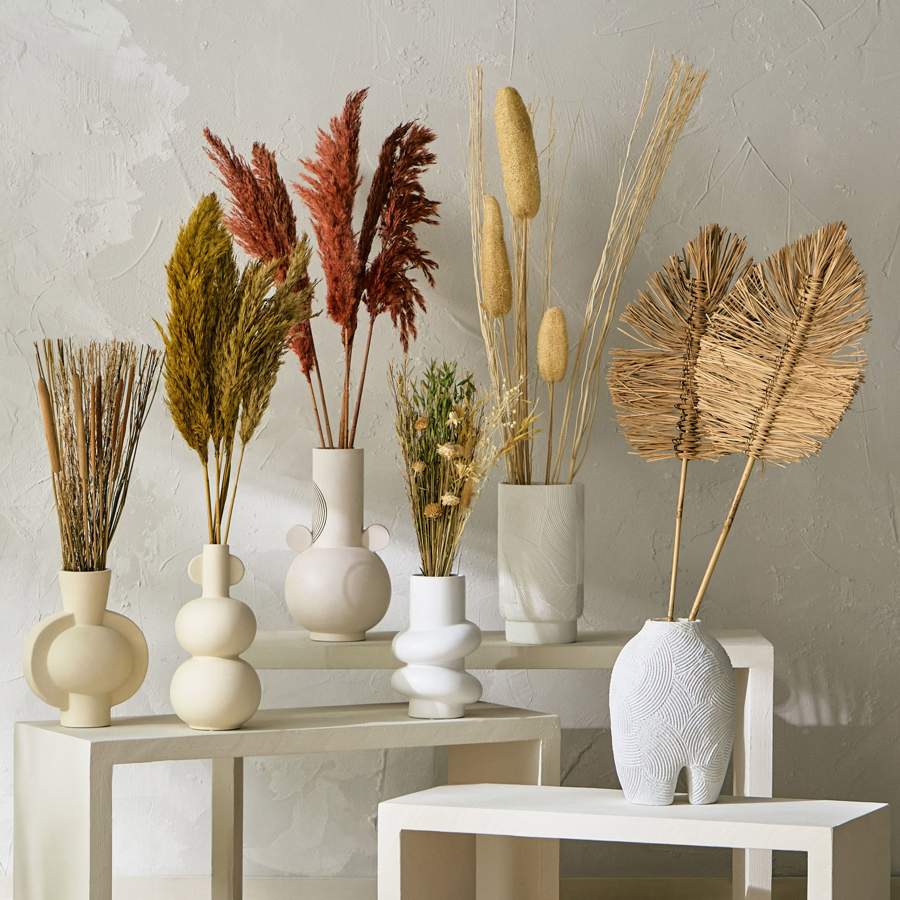 باقة عشب مجففة في صينية ورق من ميدلي- 60 سم-hbxdecorandfurnishings-homeaccessories-artificialflowersandplants-image-4