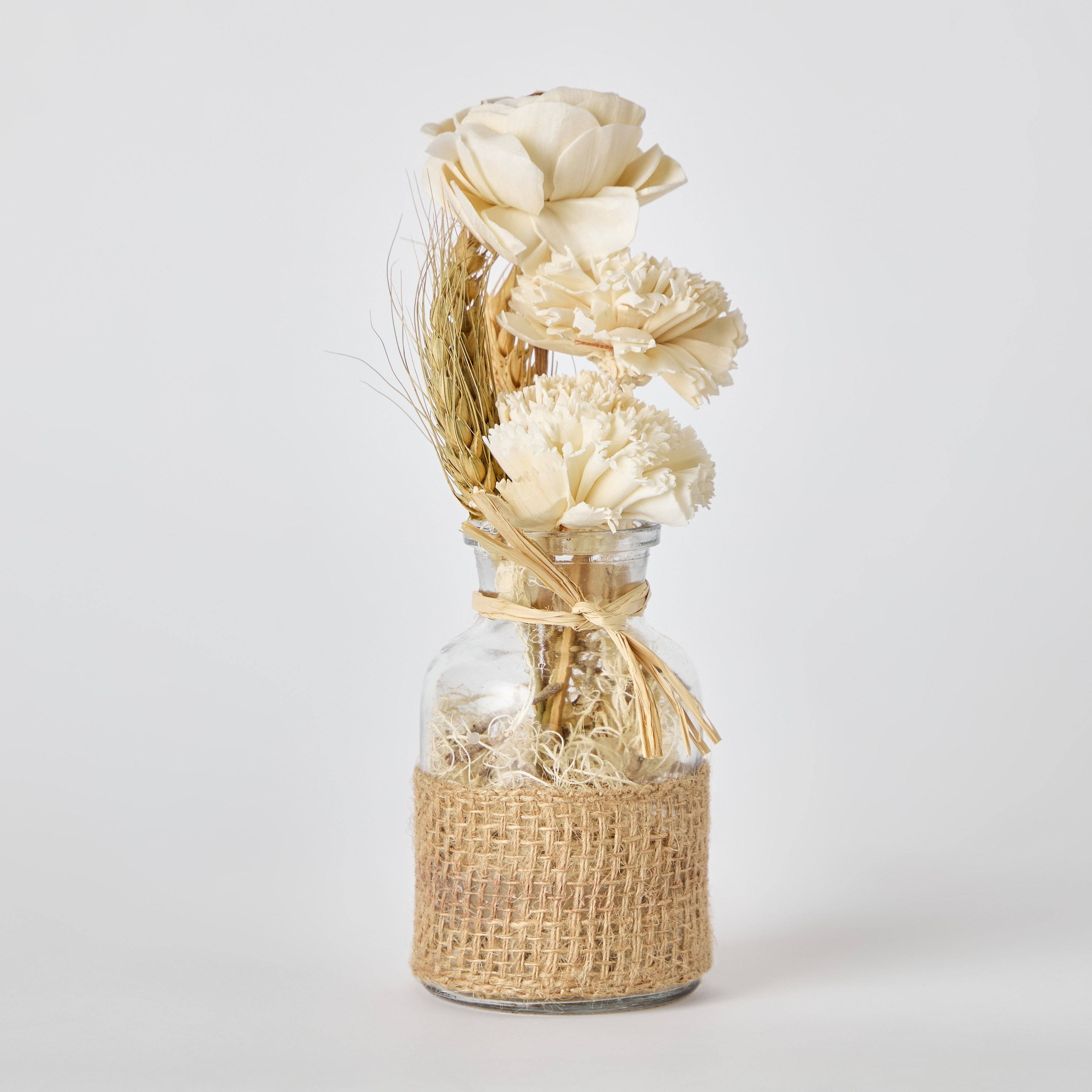 جرّة ديكور زهرية من الزجاج والجوت من ميدلي- 13 سم-hbxdecorandfurnishings-homeaccessories-artificialflowersandplants-image-6