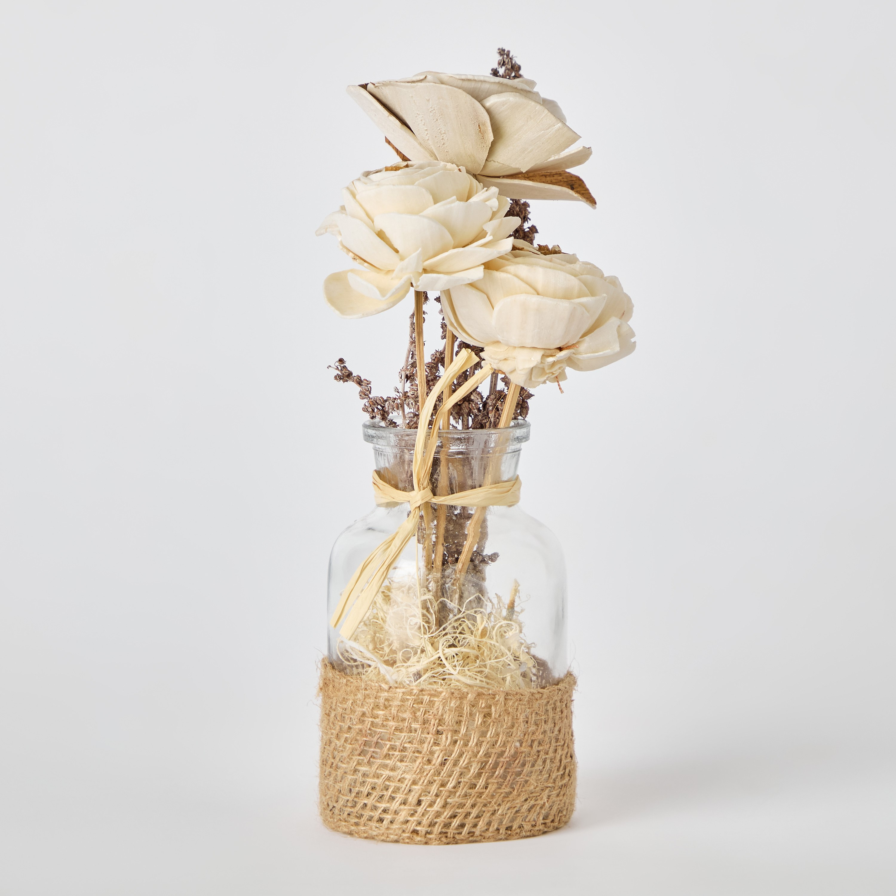 Medley Floral Decorative Jar with Glass and Jute - 13 cm-hbxdecorandfurnishings-homeaccessories-artificialflowersandplants-image-6