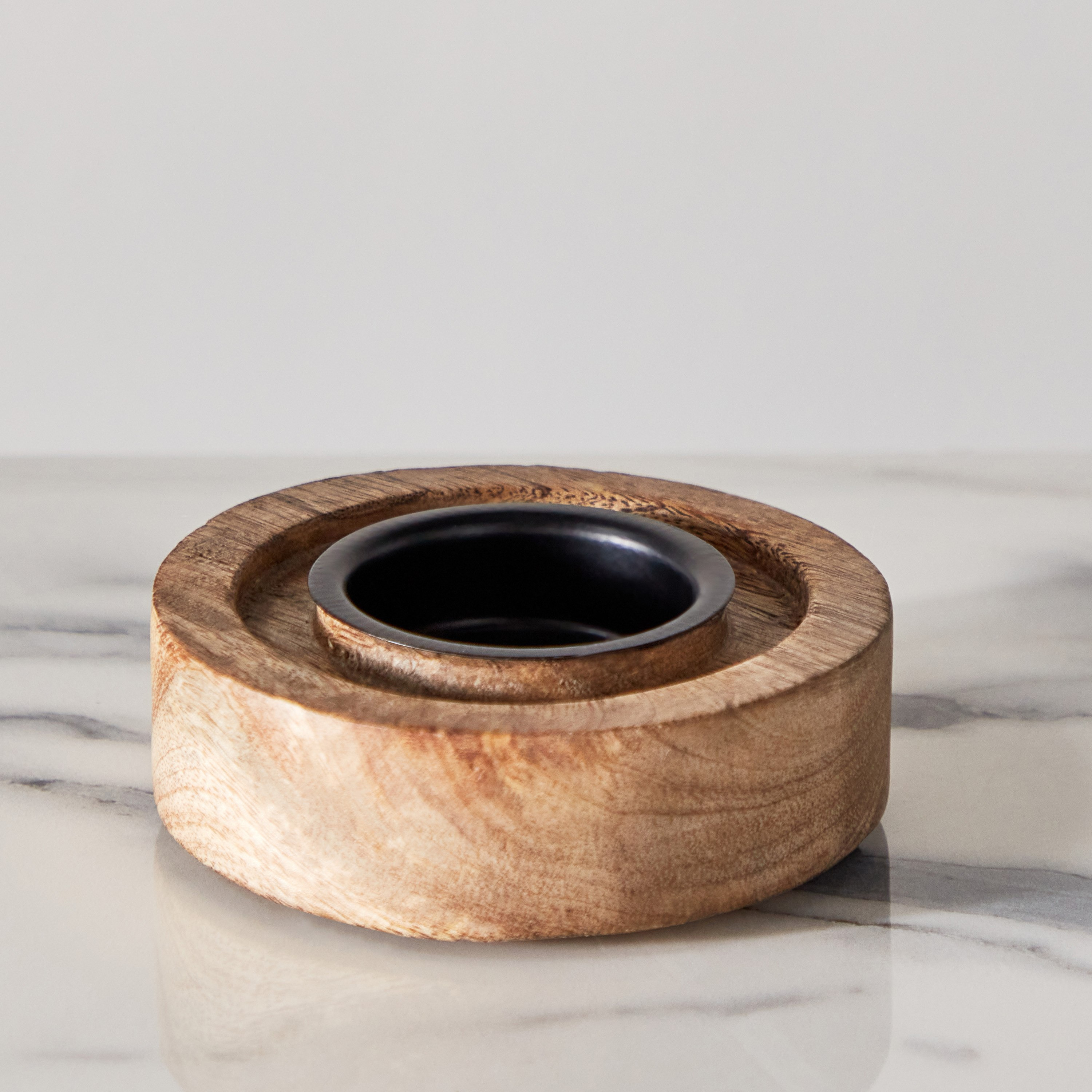 Splendid Wooden Painted Tealight Candleholder - 9x9x2 cm-hbxlivingroom-decorandaccessories-candleholders-image-2