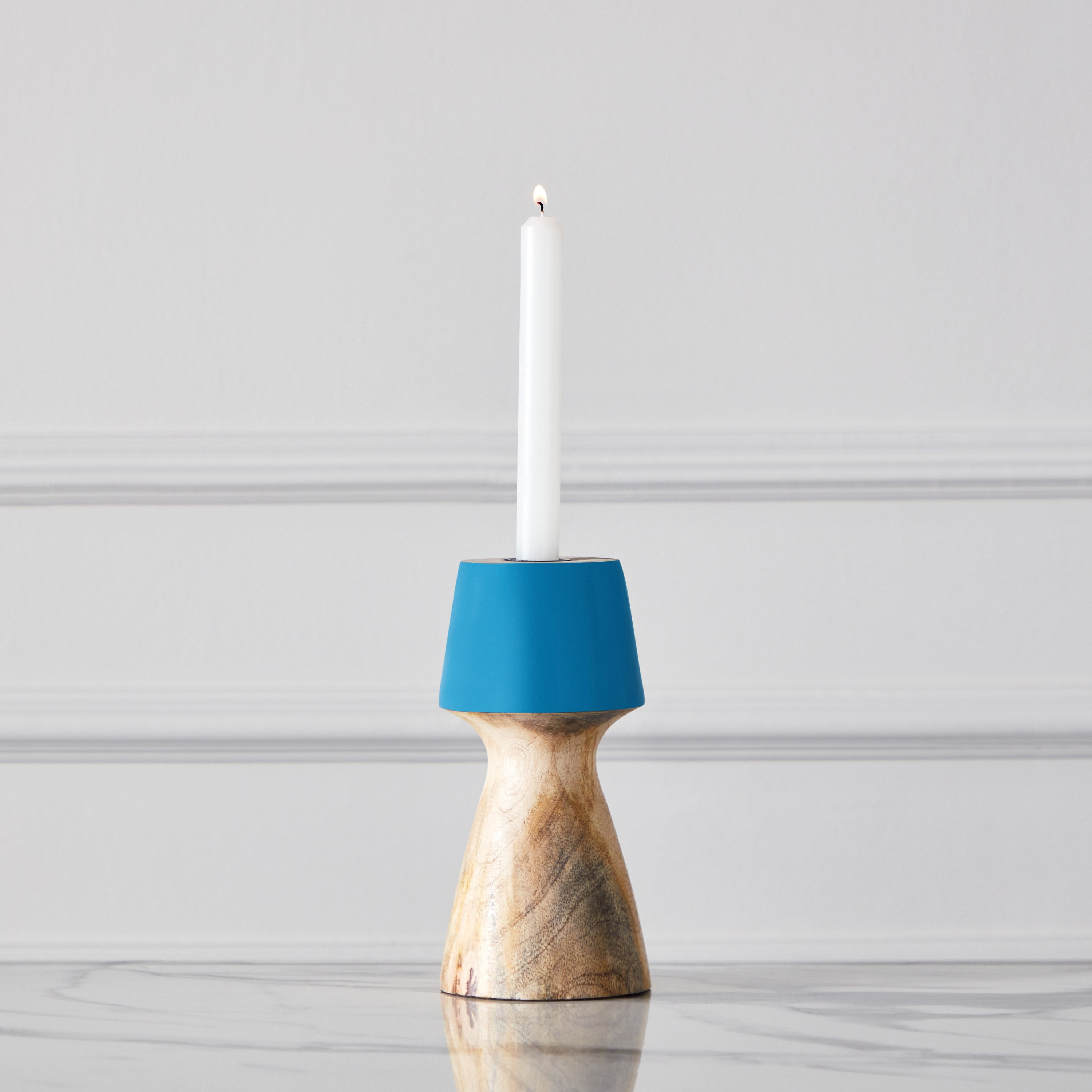 Splendid Wooden Painted Candleholder - 10x10x20 cm-hbxlivingroom-decorandaccessories-candleholders-image-1