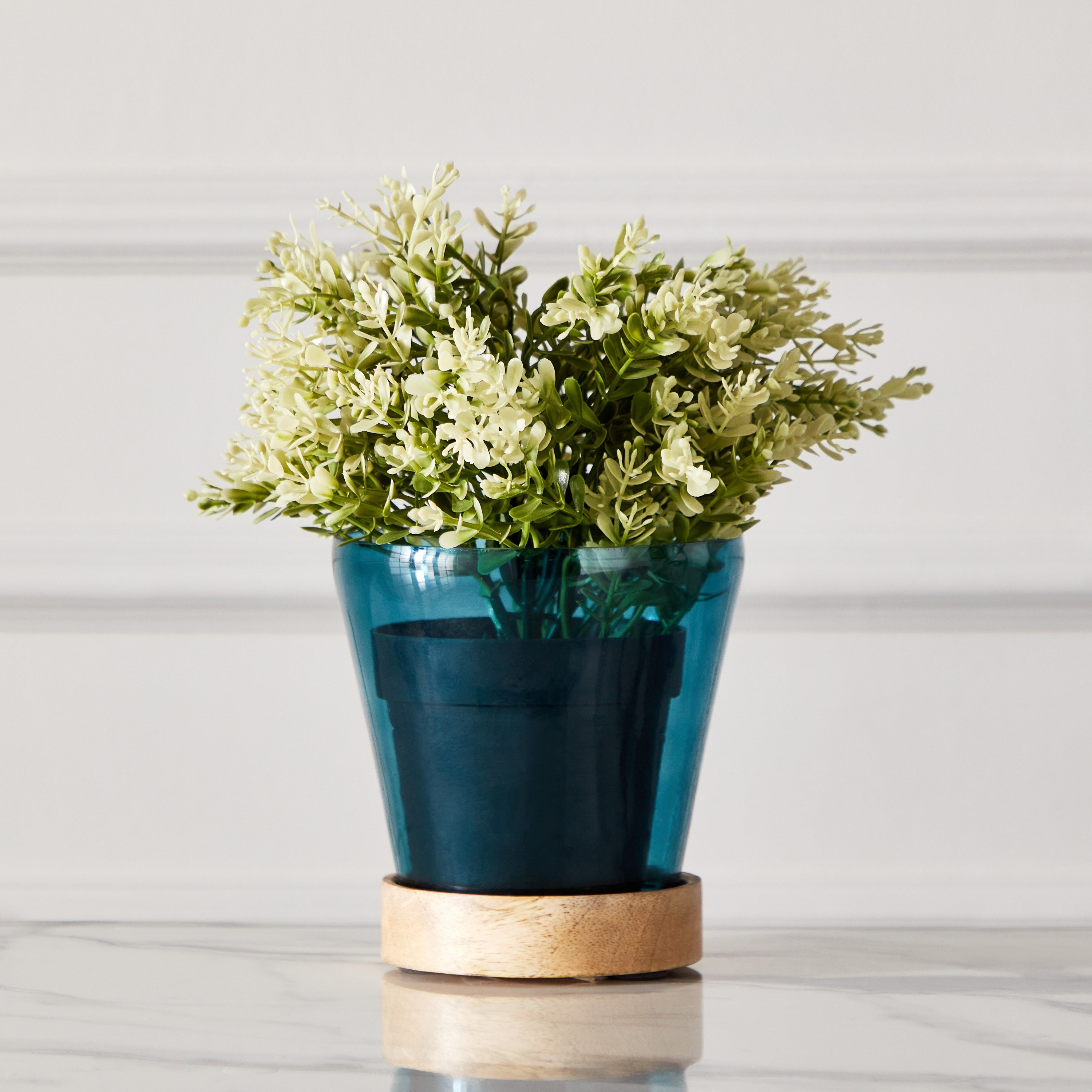 Splendid Wooden Planter with Printed Glass - 9x9x12.5 cm-hbxhomeware-hbxdecorandfurnishings-image-1