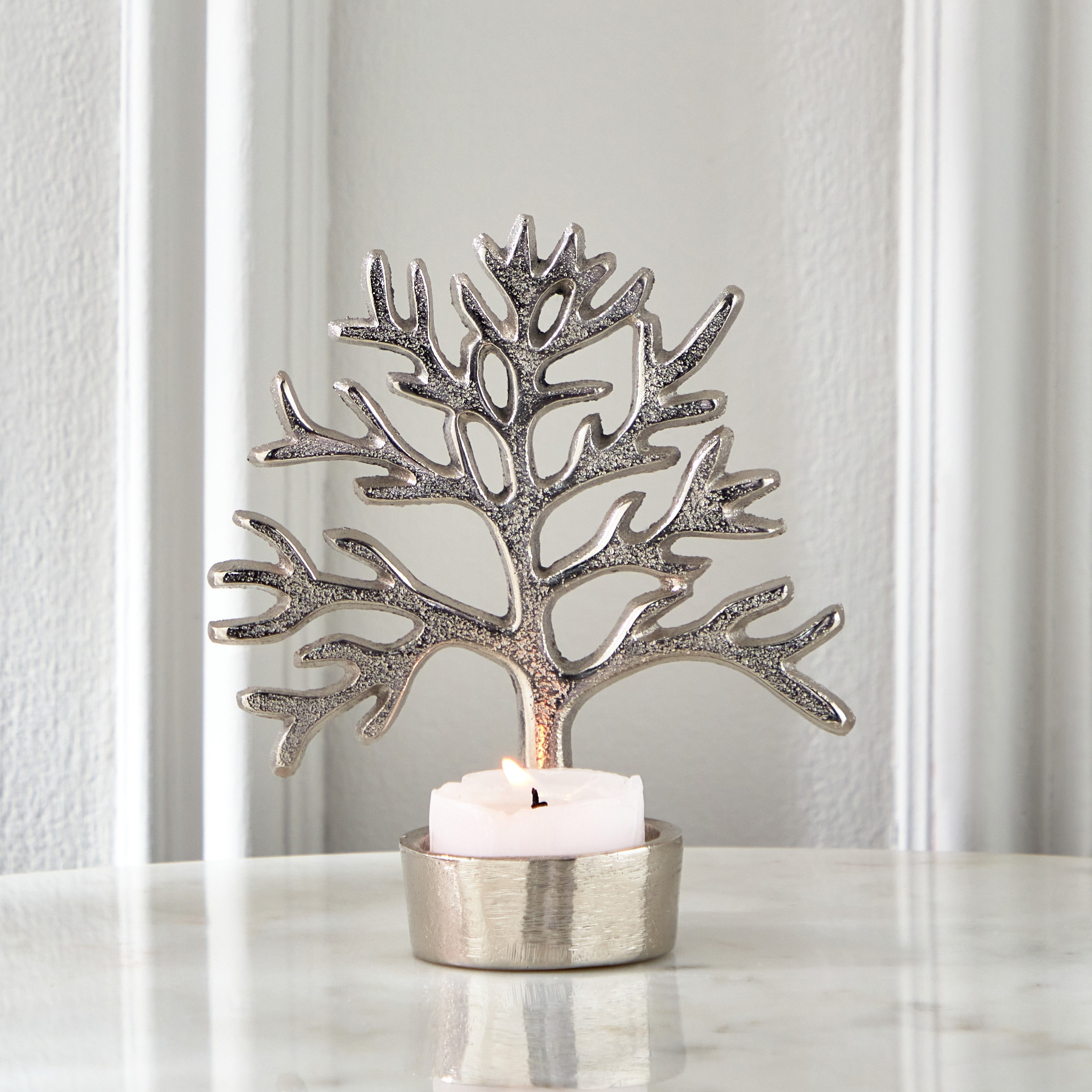 حامل شموع صغيرة شجرة معدن من سبلينديد - 11.5x6.13 سم-hbxlivingroom-decorandaccessories-candleholders-image-1