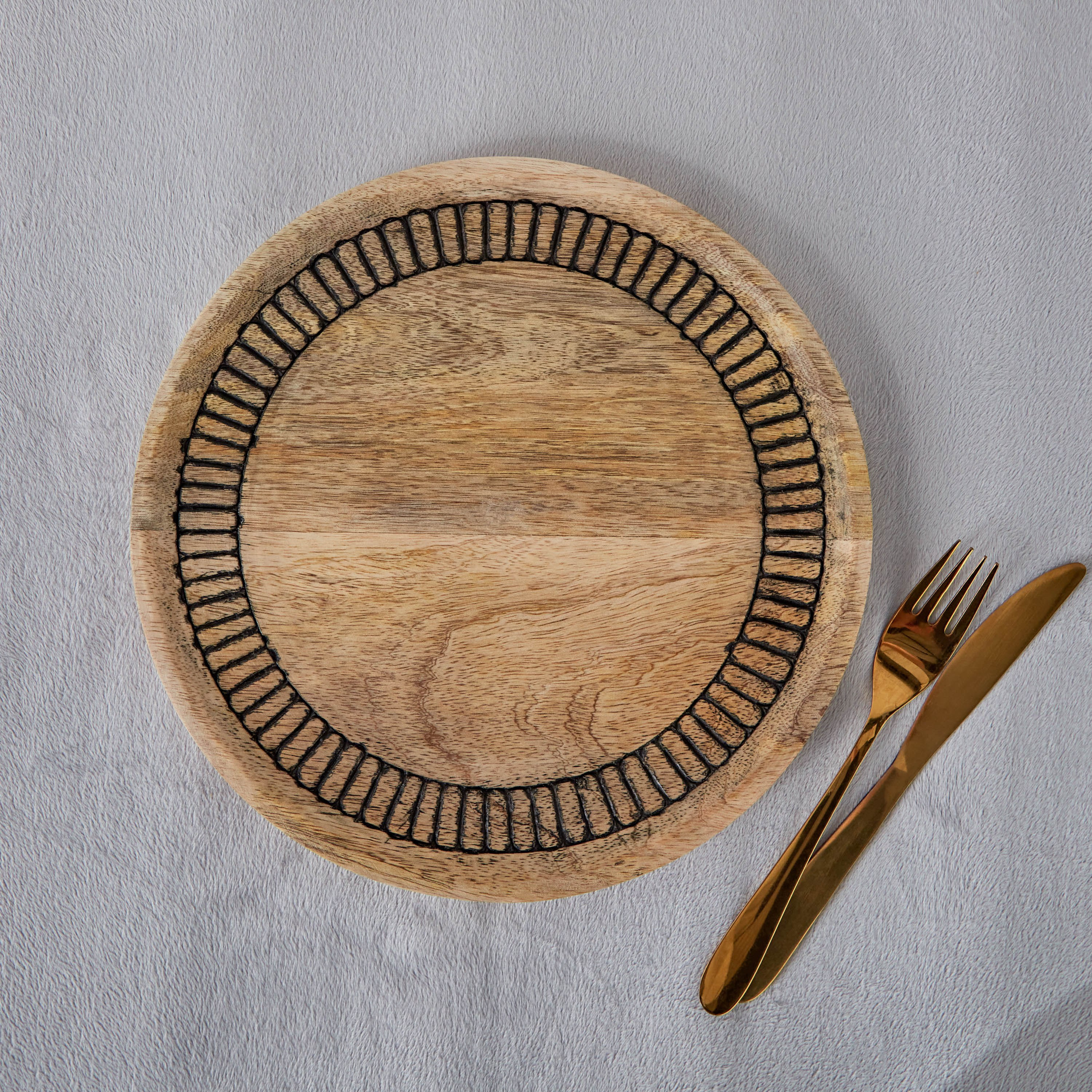 Earthy Vibe Wooden Plate - 28 cm-hbxdecorandfurnishings-tabletop-serveware-image-2