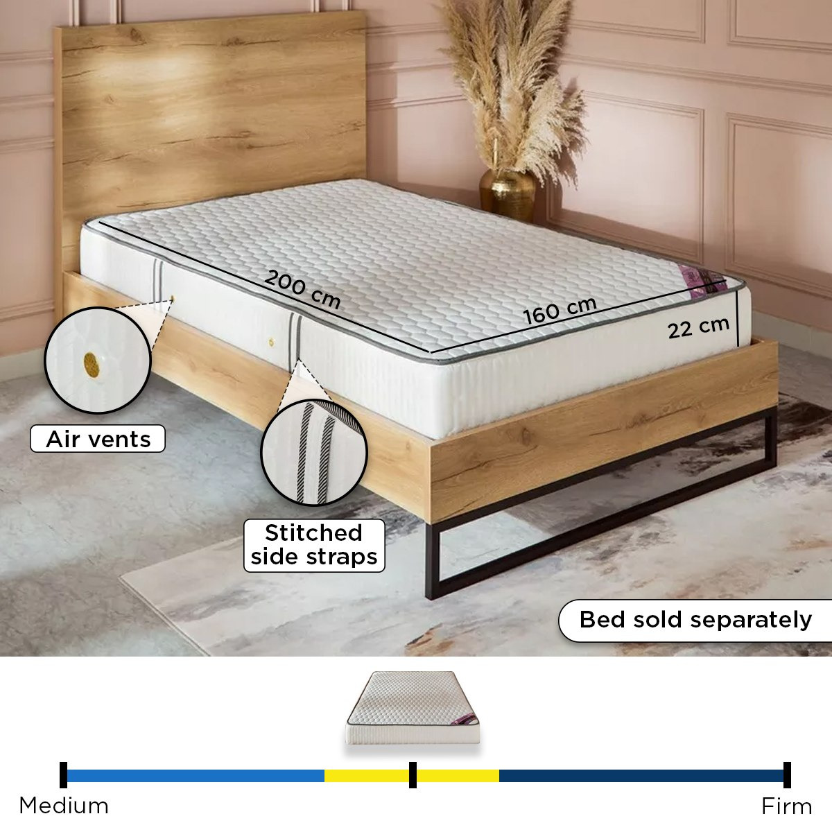SleepNest iMetis Medium Firm Side Foam Encased Bonnell Spring Queen Mattress - 160x200x22 cm-hbxbedroom-mattresses-queen-image-6