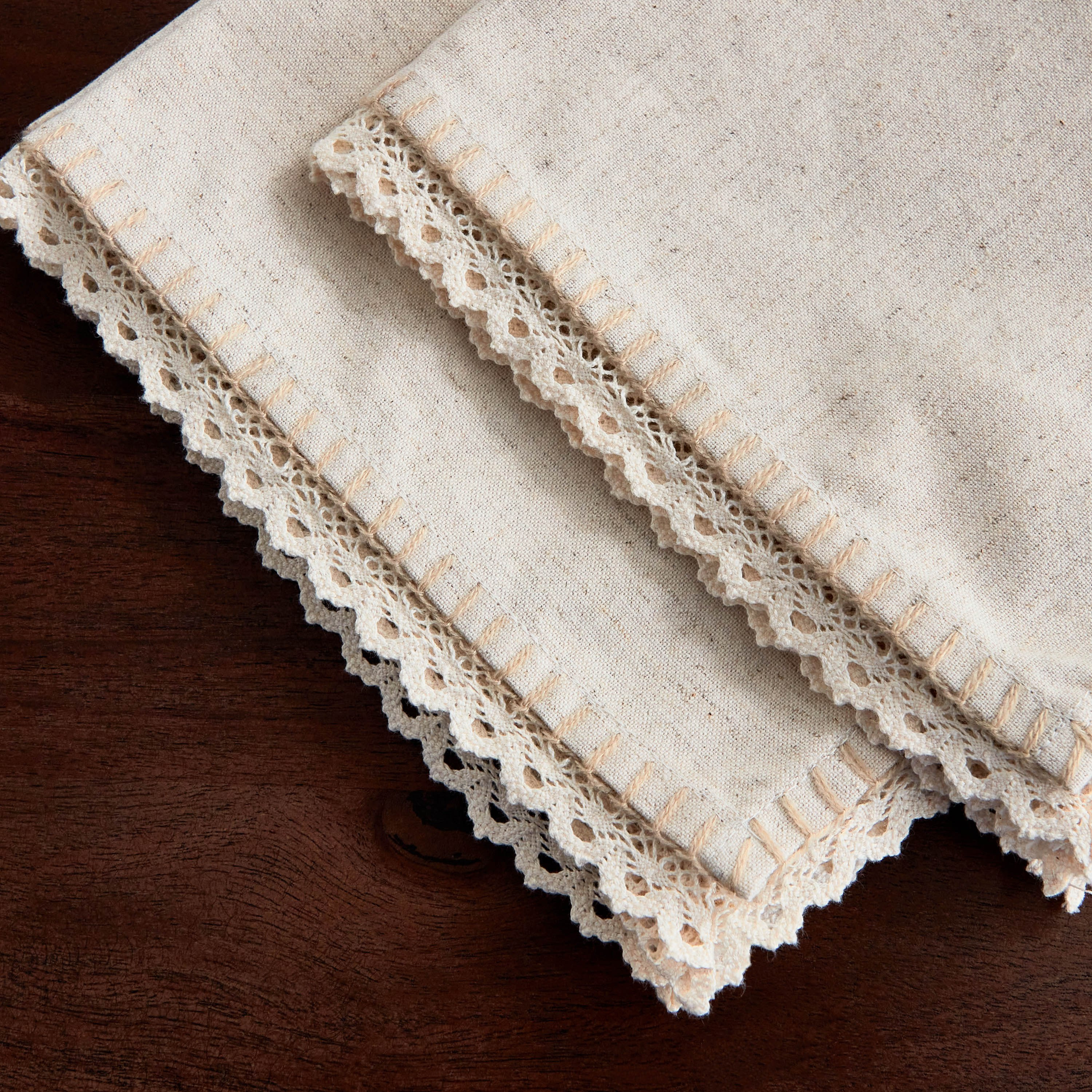 Naturio 2-Piece Lace Natural Napkin Set - 40x40 cm-hbxdecorandfurnishings-homefurnishings-tablelinens-image-2