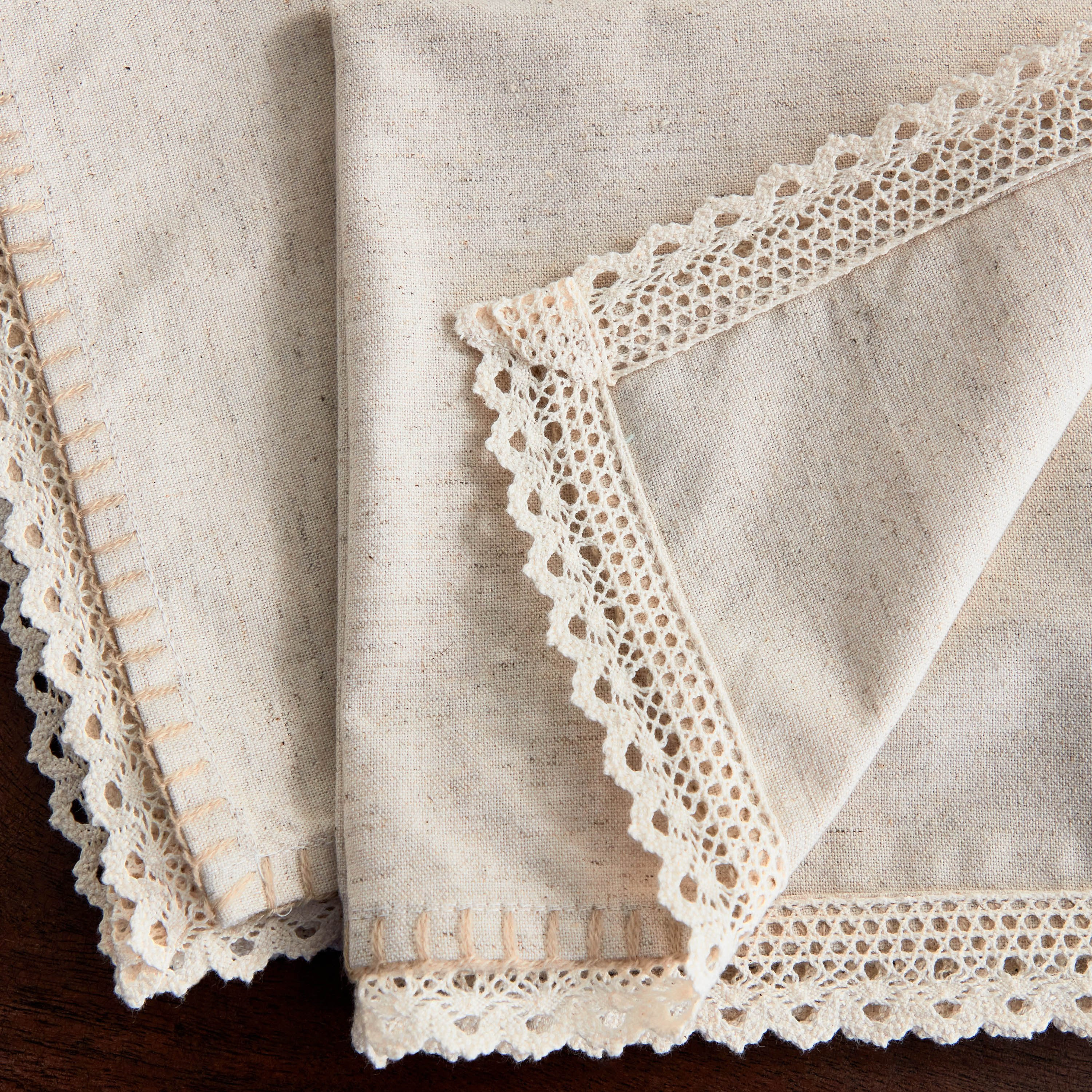 Naturio 2-Piece Lace Natural Napkin Set - 40x40 cm-hbxdecorandfurnishings-homefurnishings-tablelinens-image-3