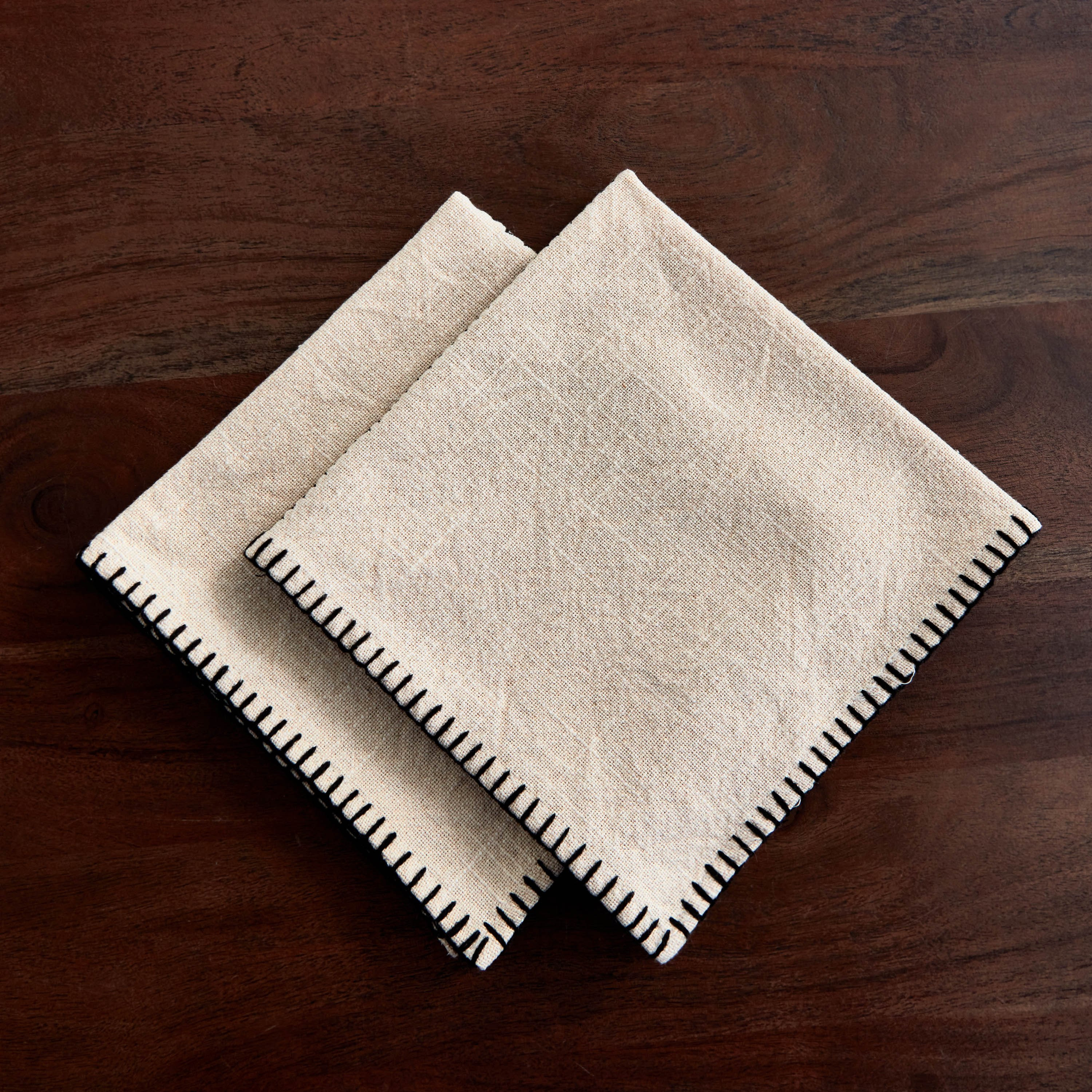 Naturio 2-Piece Stitch Natural Napkin Set - 40x40 cm-hbxdecorandfurnishings-homefurnishings-tablelinens-image-1
