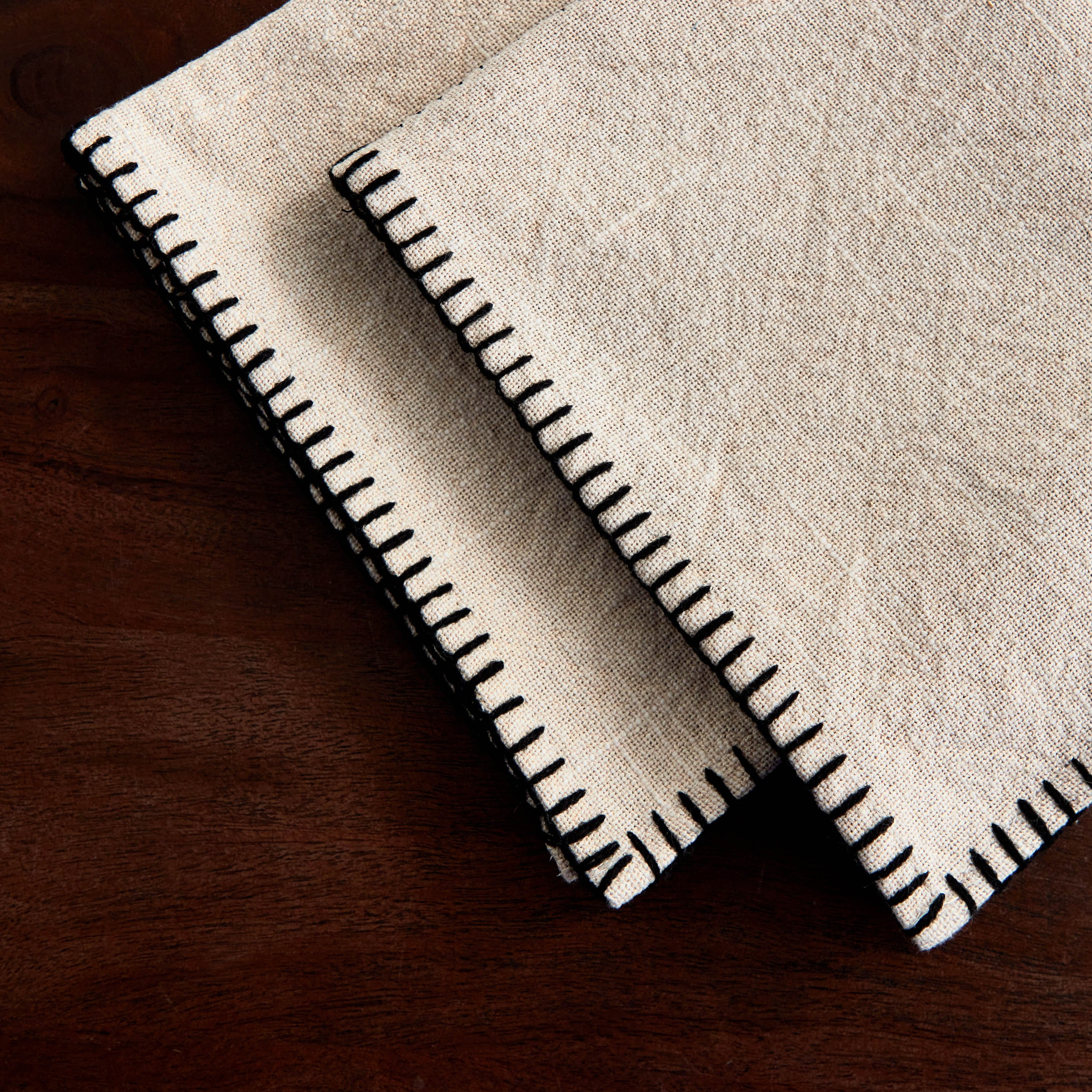Naturio 2-Piece Stitch Natural Napkin Set - 40x40 cm-hbxdecorandfurnishings-homefurnishings-tablelinens-image-2