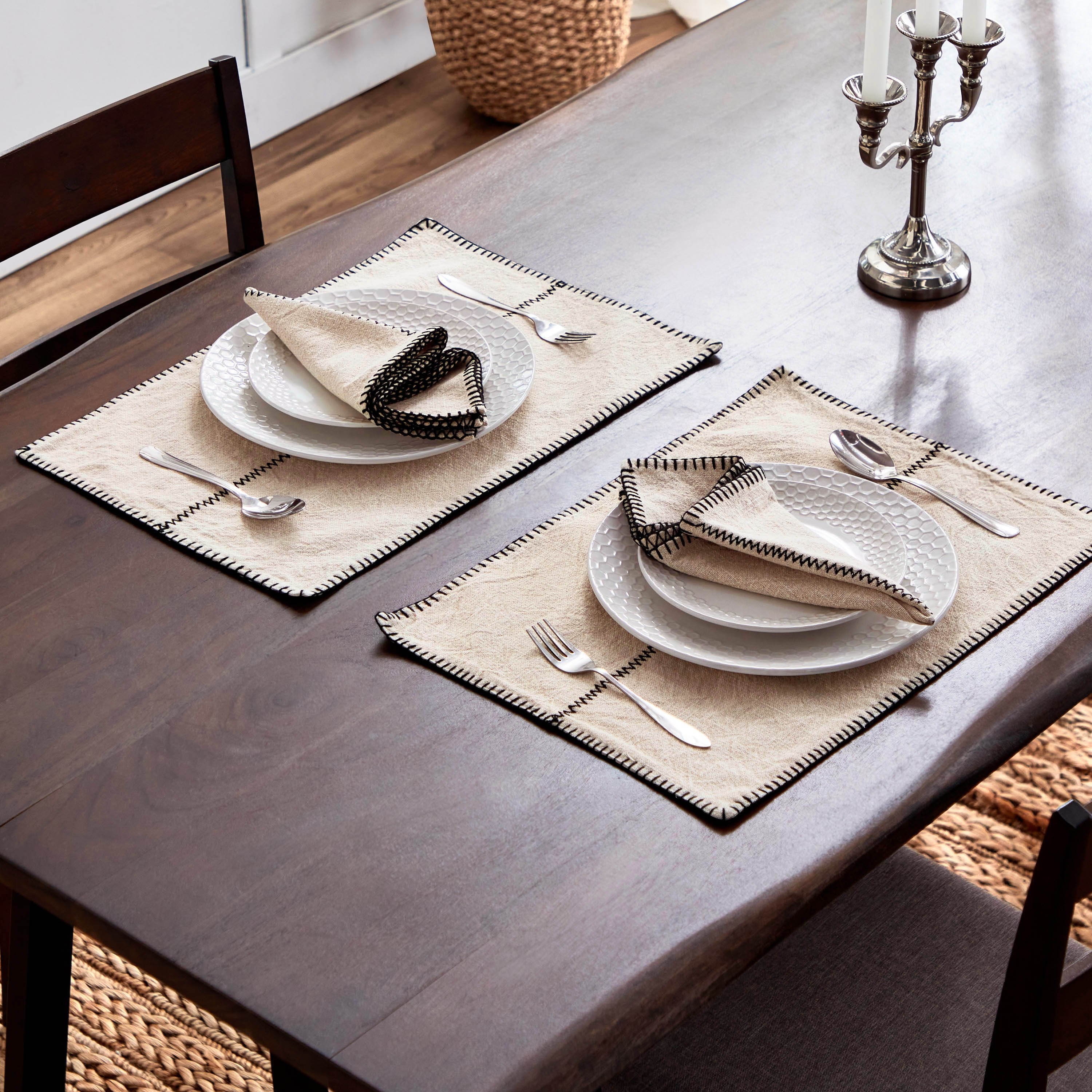 Naturio 2-Piece Stitch Natural Napkin Set - 40x40 cm-hbxdecorandfurnishings-homefurnishings-tablelinens-image-4