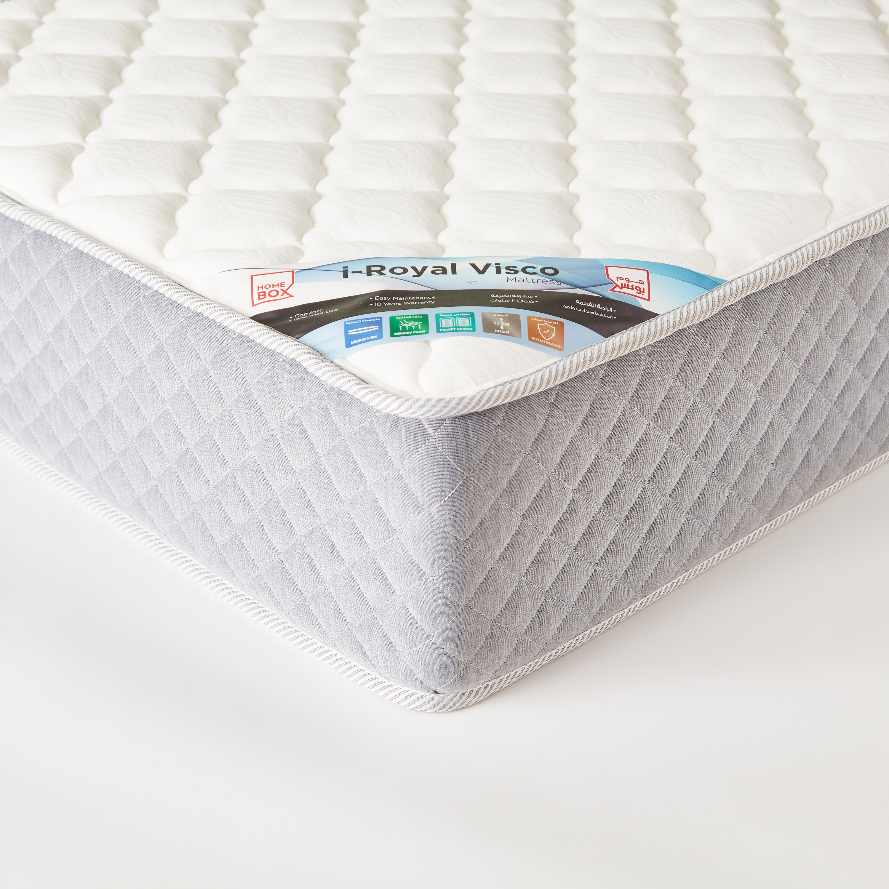 SleepLuxe iRoyal Visco Knitted Breathable Fabric Medium Firm Pocket Spring Mattress - 90x190x25 cm-hbxfurniture-bedroom-mattresses-single-image-8