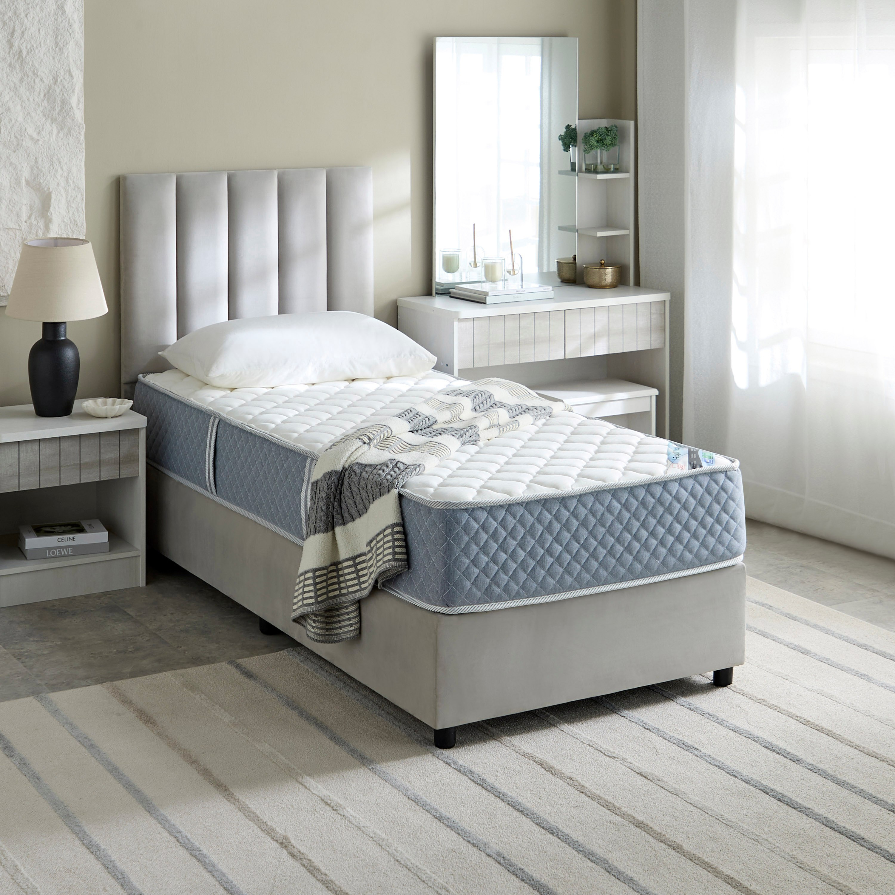 SleepLuxe iRoyal Visco Knitted Breathable Fabric Medium Firm Pocket Spring Mattress - 90x200x25 cm-hbxfurniture-bedroom-mattresses-single-image-9