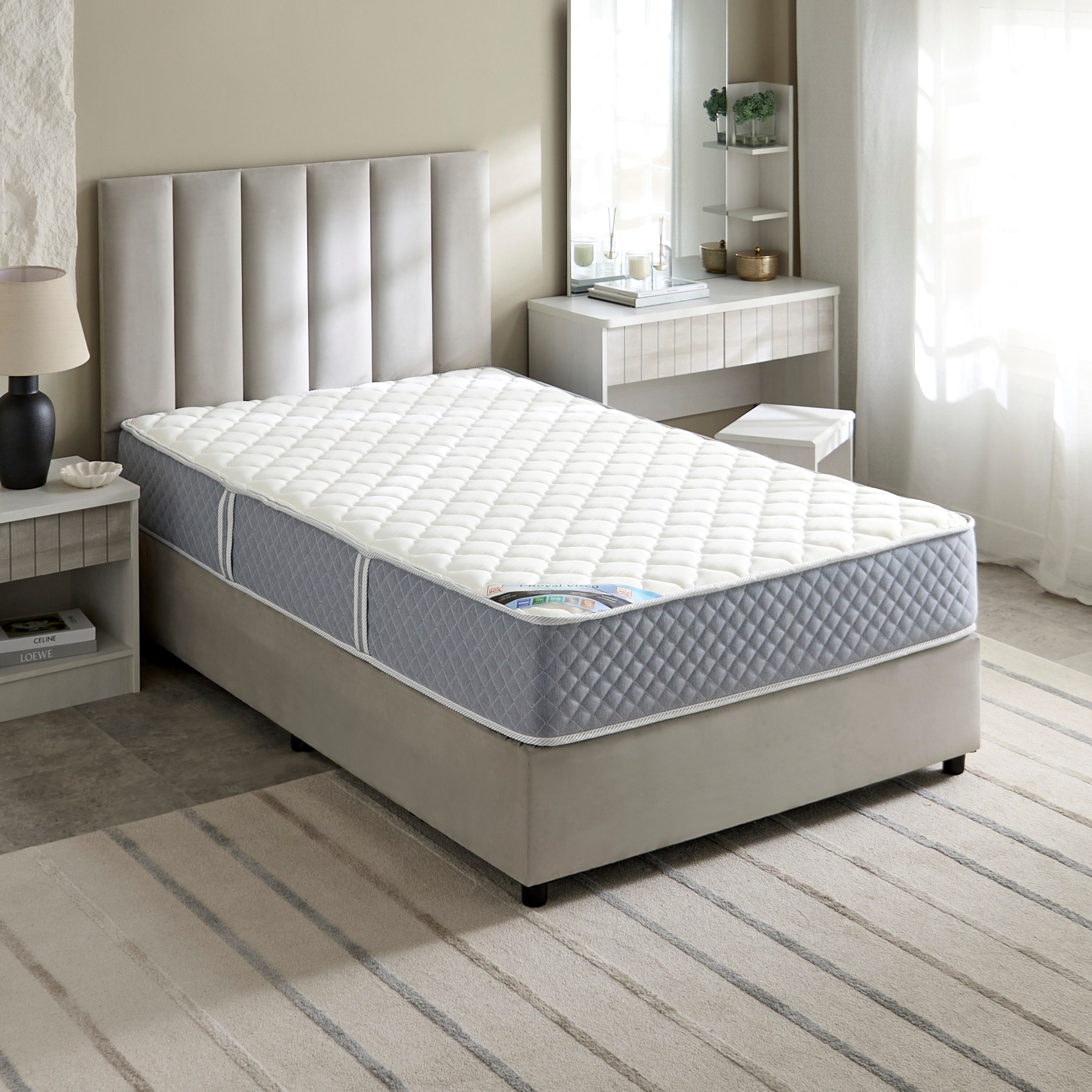 SleepLuxe iRoyal Visco Knitted Breathable Fabric Medium Firm Pocket Spring Mattress - 120x200x25 cm-hbxfurniture-mattresses-twin-image-2