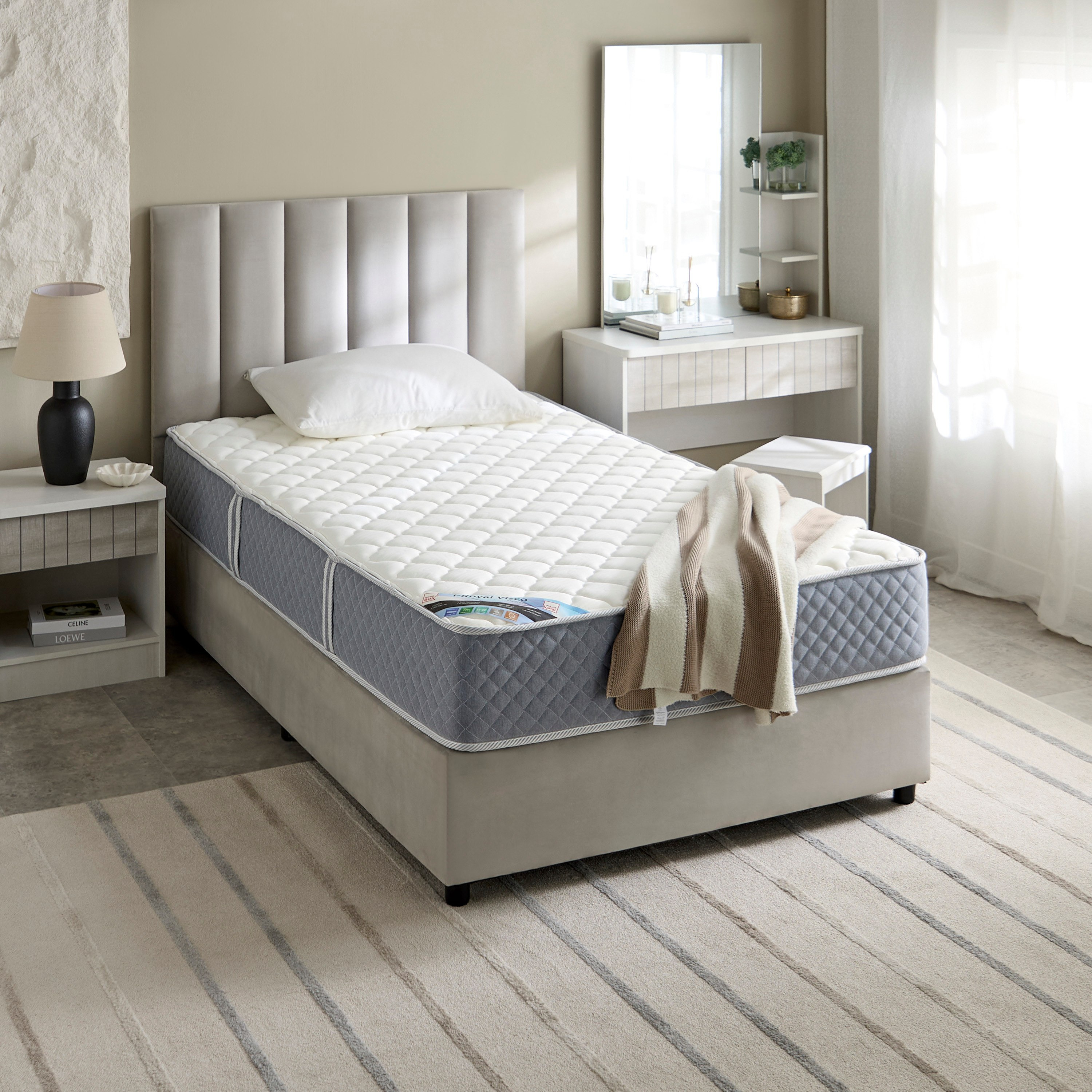 SleepLuxe iRoyal Visco Knitted Breathable Fabric Medium Firm Pocket Spring Mattress - 120x200x25 cm-hbxfurniture-mattresses-twin-image-9