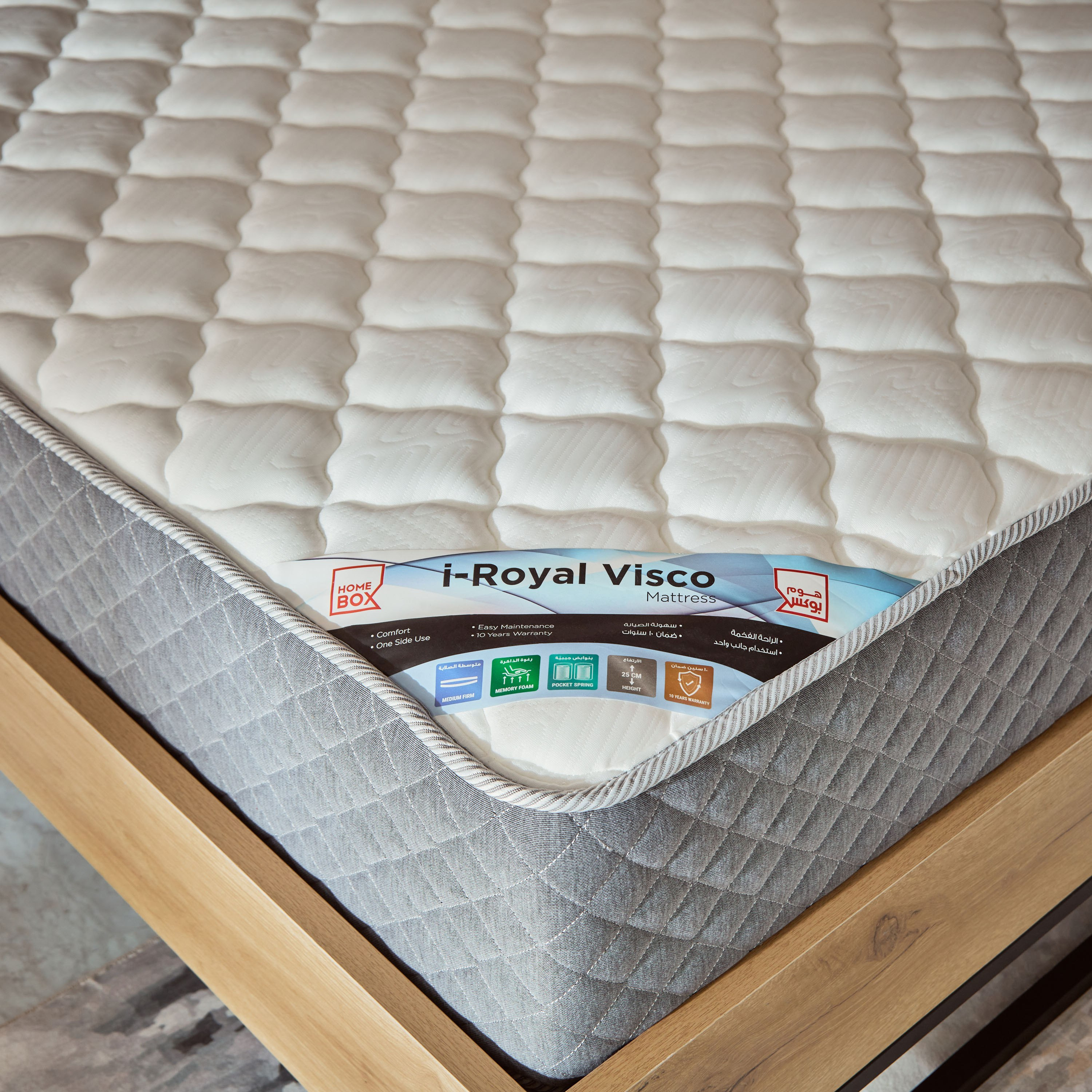 SleepLuxe iRoyal Visco Knitted Breathable Fabric Medium Firm Pocket Spring Mattress - 150x200x25 cm-hbxbedroom-mattresses-queen-image-7