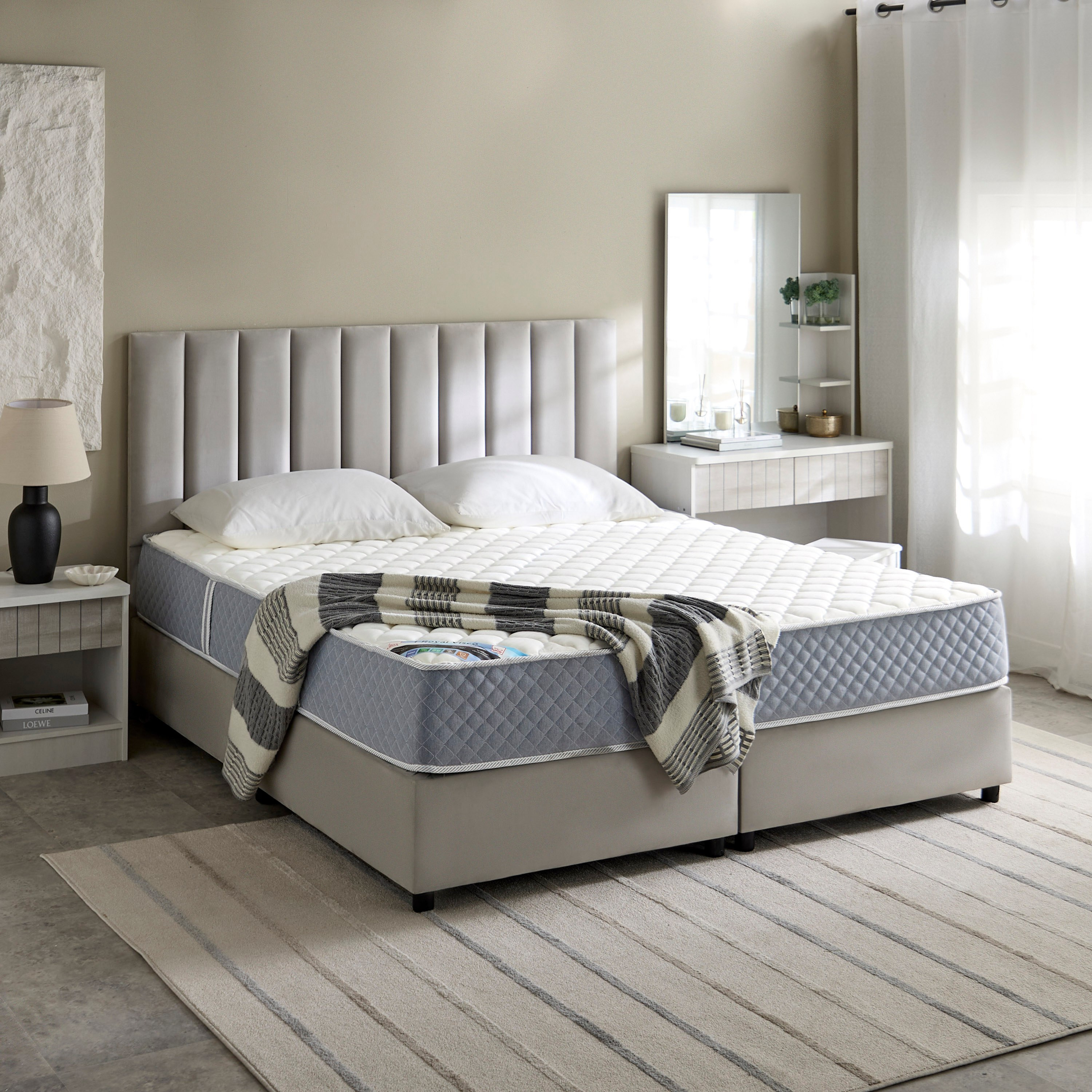 SleepLuxe iRoyal Visco Knitted Breathable Fabric Medium Firm Pocket Spring Mattress - 180x200x25 cm-hbxfurniture-mattresses-king-image-9
