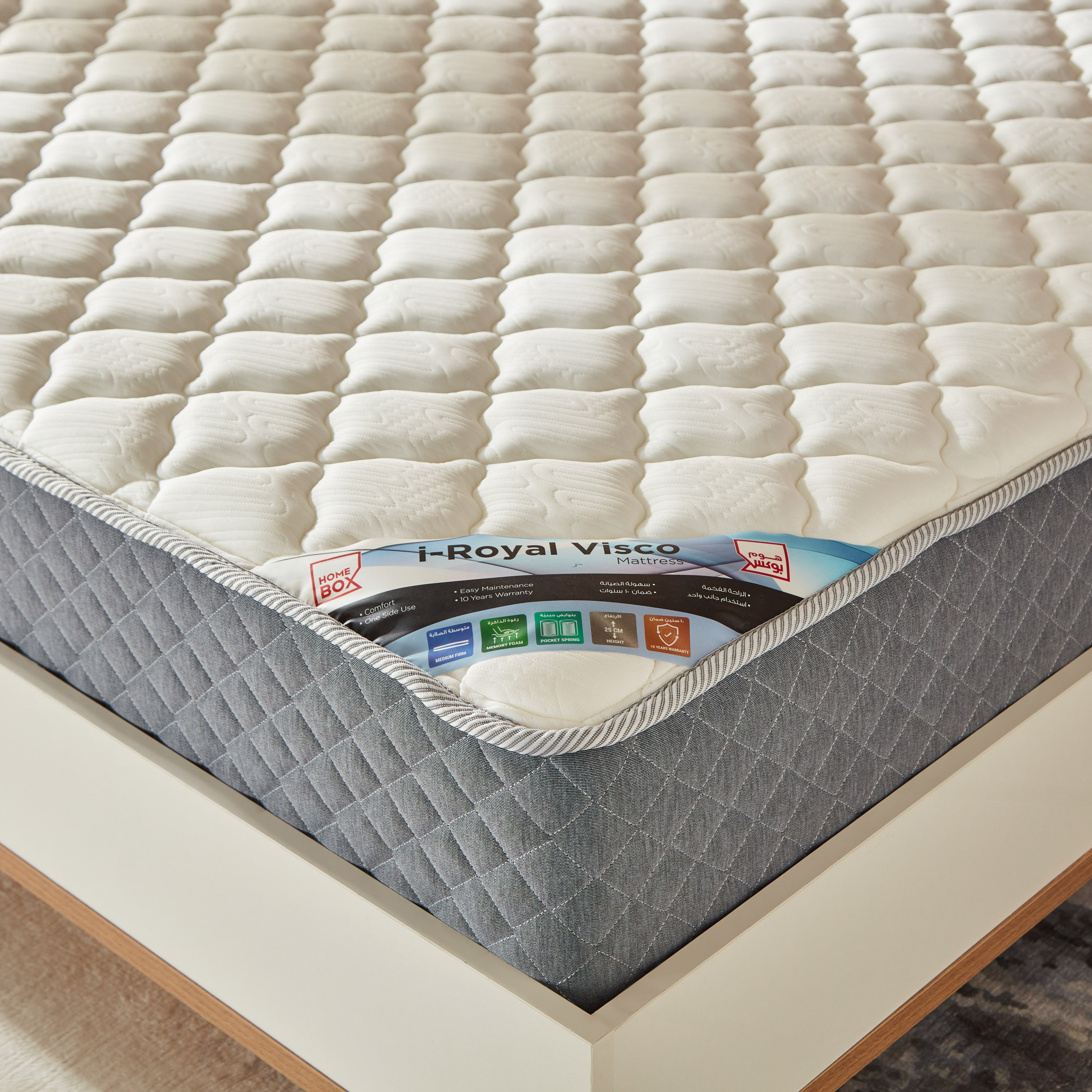 SleepLuxe iRoyal Visco Knitted Breathable Fabric Medium Firm Pocket Spring Mattress - 200x200x25 cm-hbxfurniture-mattresses-superking-image-7