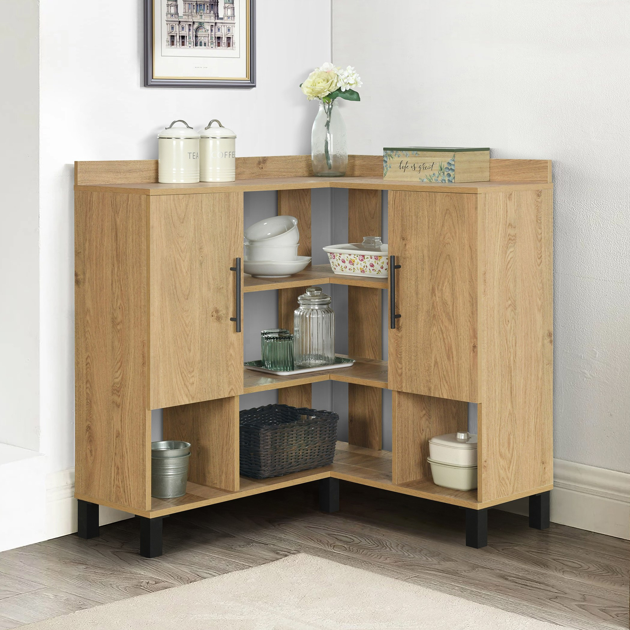Urban Edmond Corner Coffee Bar Cabinet-hbxfurniture-diningroom-barcountersandbarstools-image-1