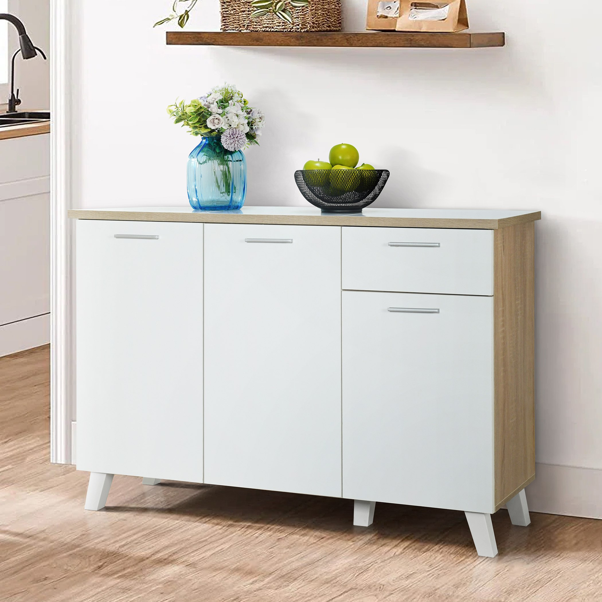 Alford Tile Top 3Door+1Drawer Sideboard/Kitchen Cabinet-hbxfurniture-diningroom-buffetsandsideboards-image-1