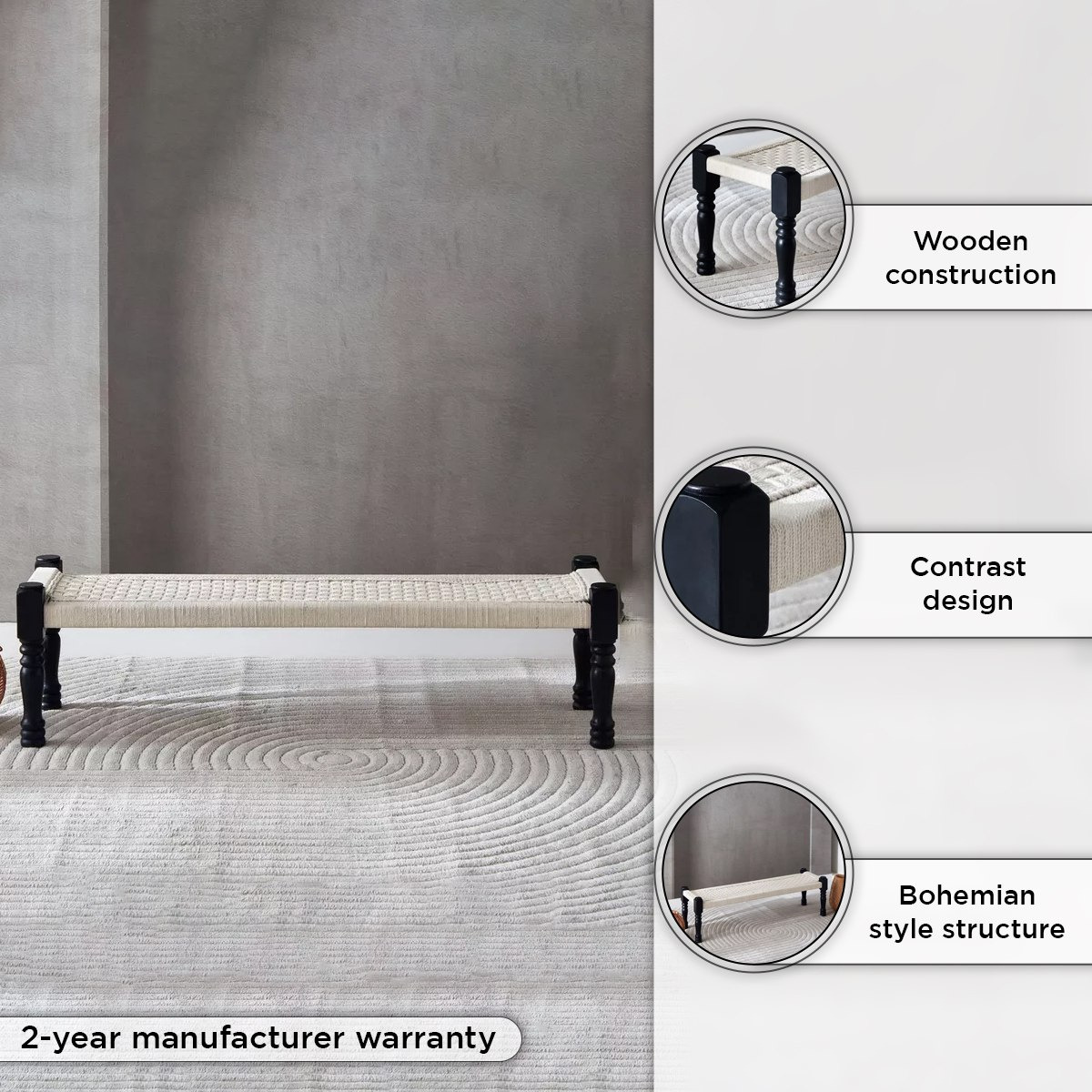 Vendra Macrame Bench-hbxfurniture-sofasandarmchairs-benches-image-5