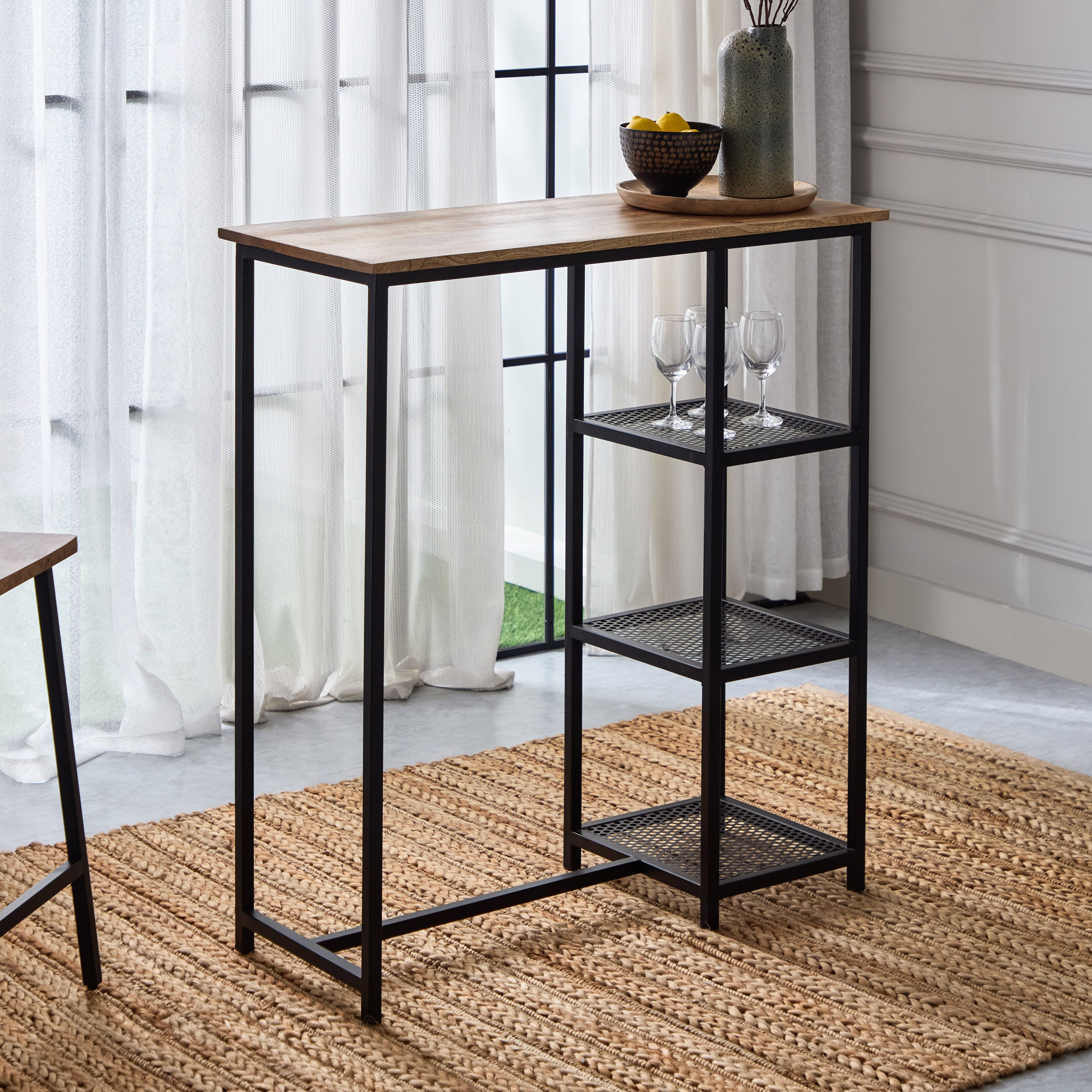 Vendra Urban 1+2 Solid Wood Bar Table Set with 2 Stools-hbxfurniture-diningroom-barcountersandbarstools-image-3