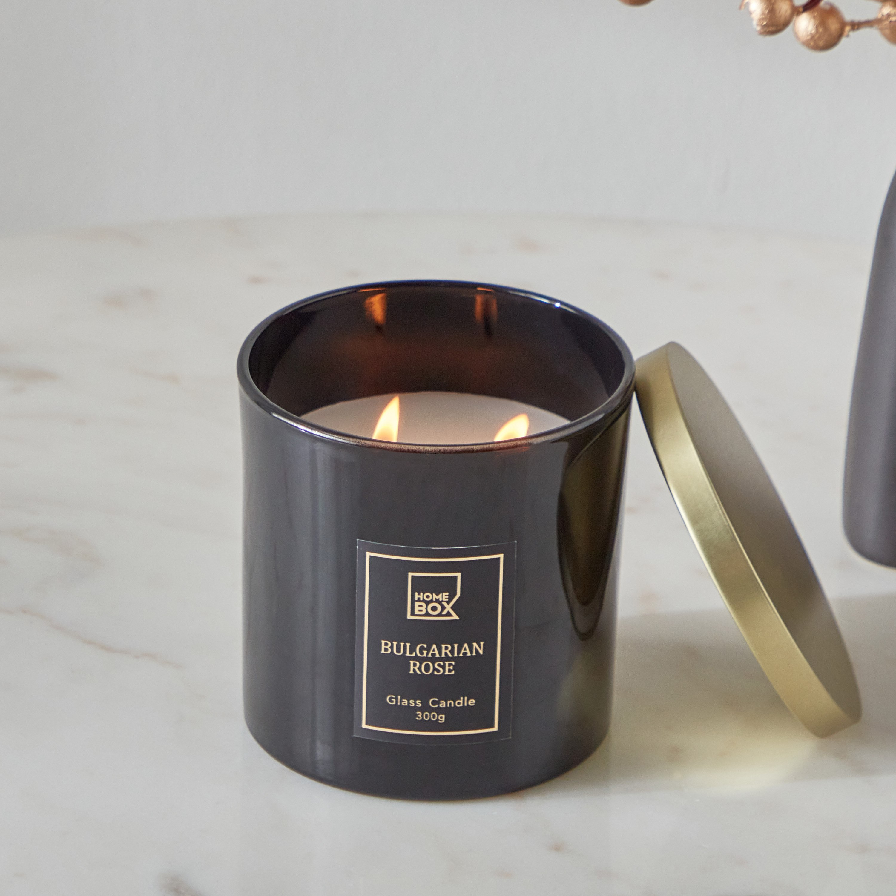 جرة شمع برائحة الورد البلغاري بغطاء من رابيا - 300 جرام-hbxlivingroom-decorandaccessories-candles-image-2