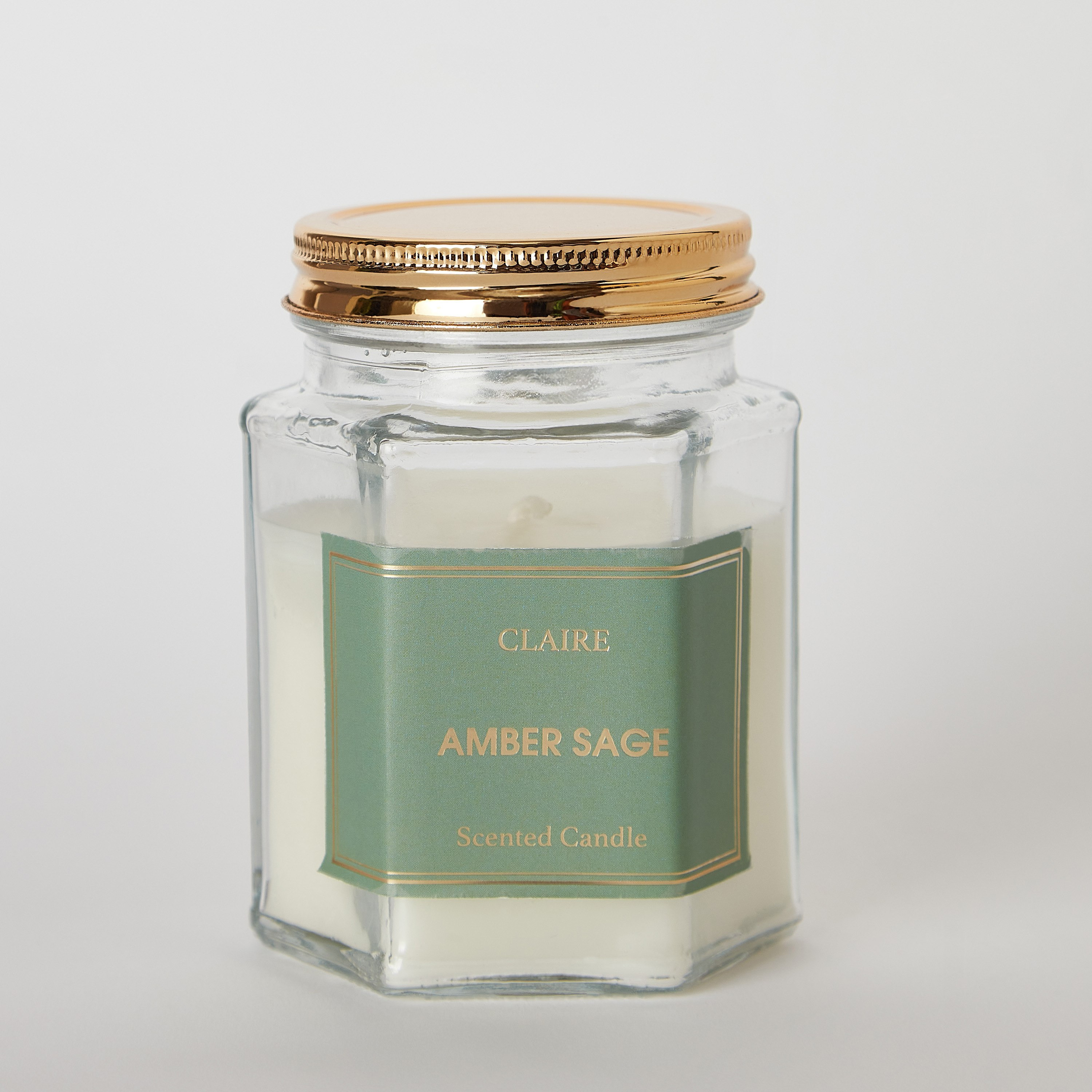 جرة شموع زجاجية سداسية آمبر ساجا من كلير - 150 جم-hbxlivingroom-decorandaccessories-candles-image-5