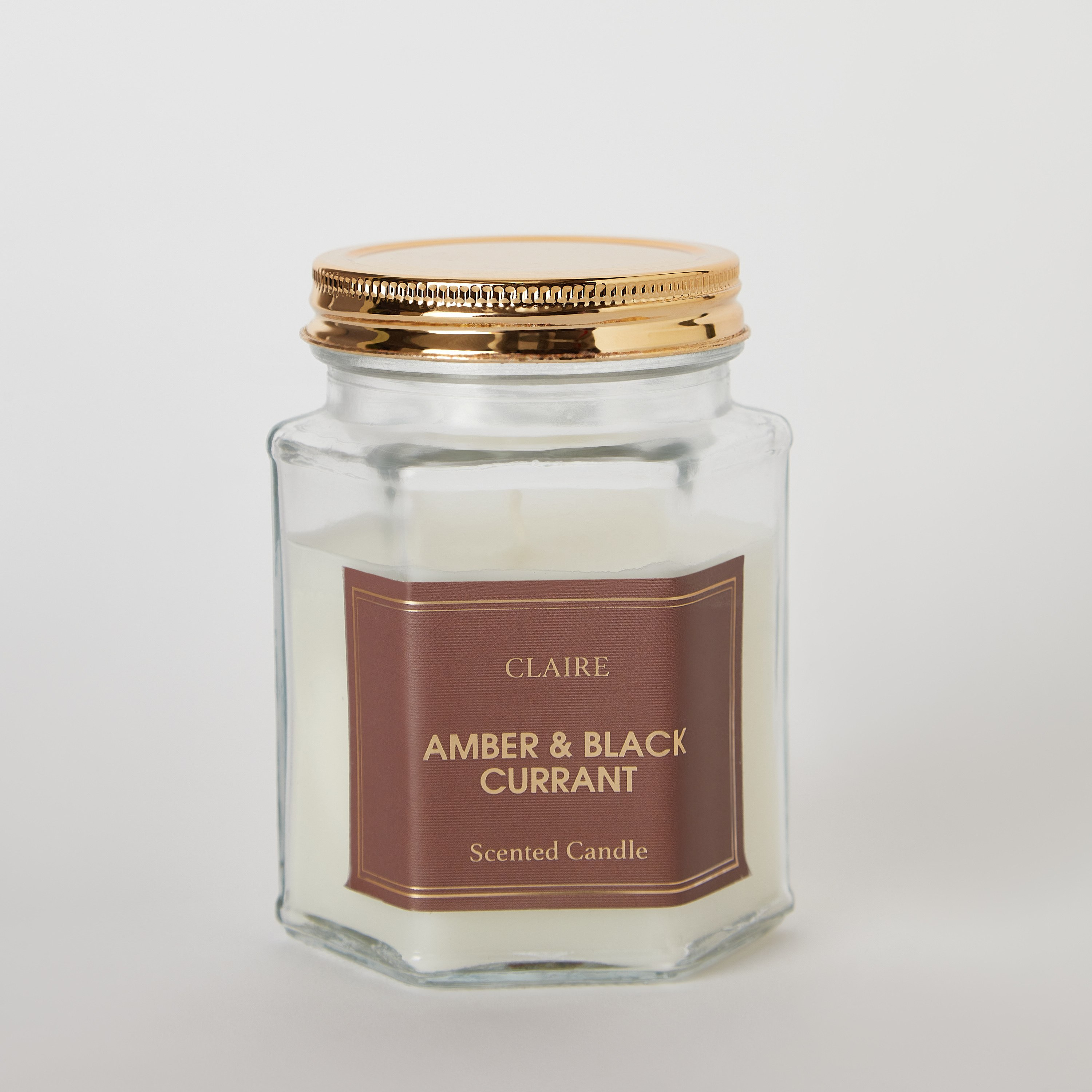 Claire Amber Black Currant Hexa Glass Jar Candle - 150 gm-hbxlivingroom-decorandaccessories-candles-image-5