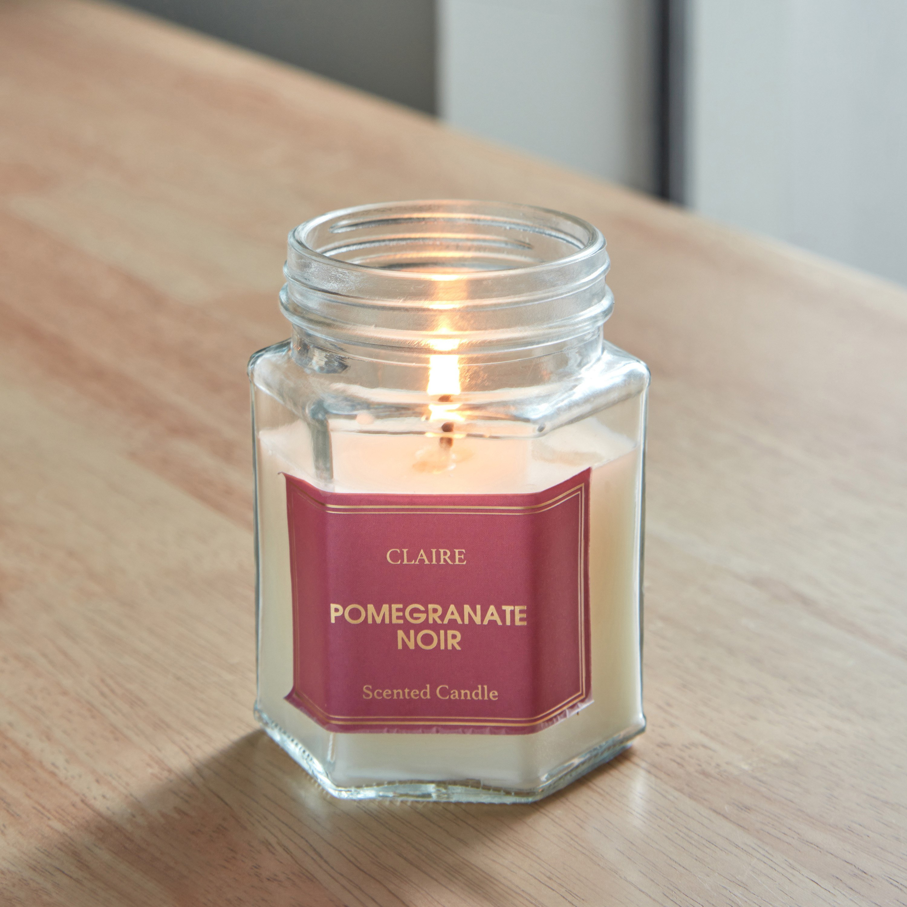 Claire Pomegranate Noir Hexa Glass Jar Candle -150 g-hbxlivingroom-decorandaccessories-candles-image-2