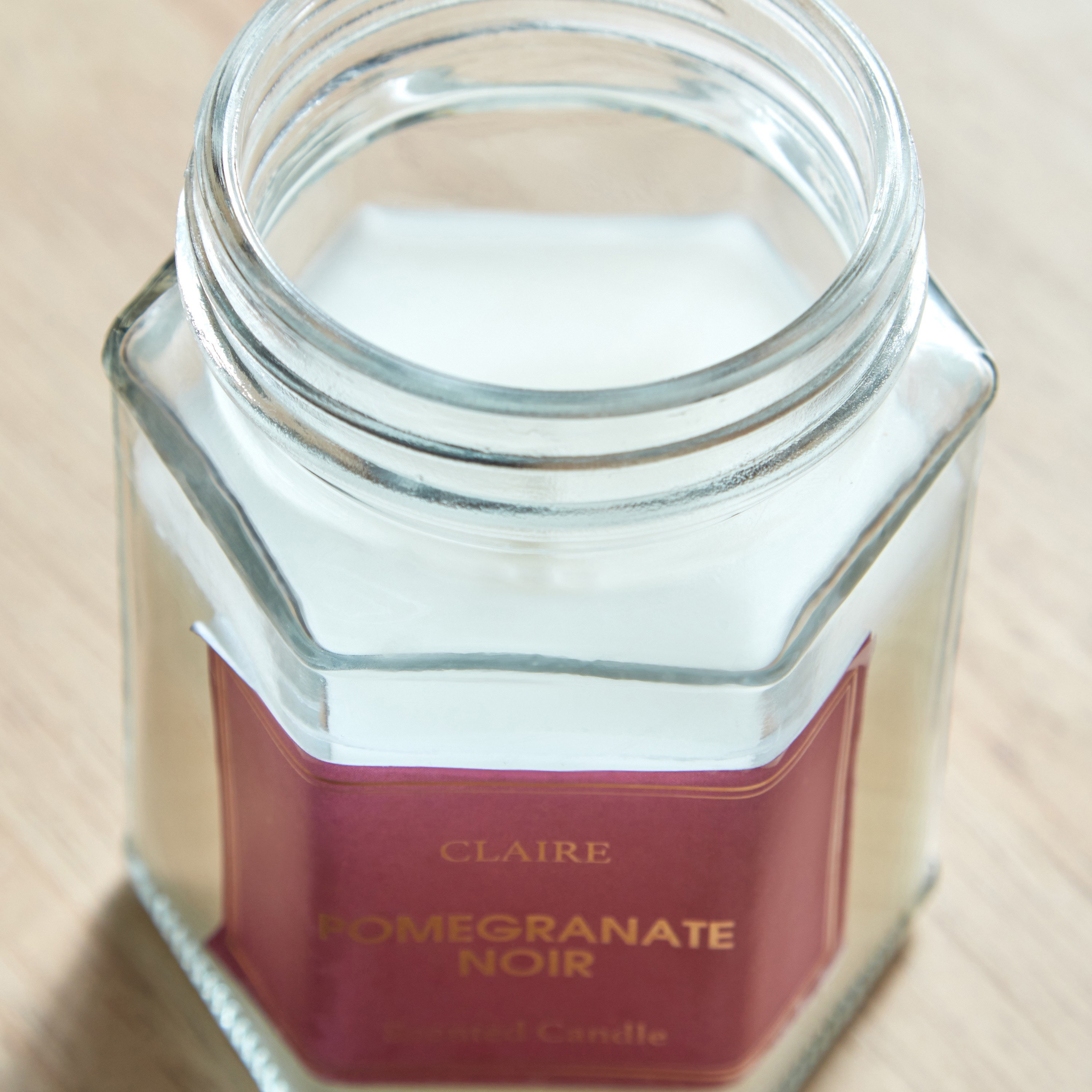 Claire Pomegranate Noir Hexa Glass Jar Candle -150 g-hbxlivingroom-decorandaccessories-candles-image-3
