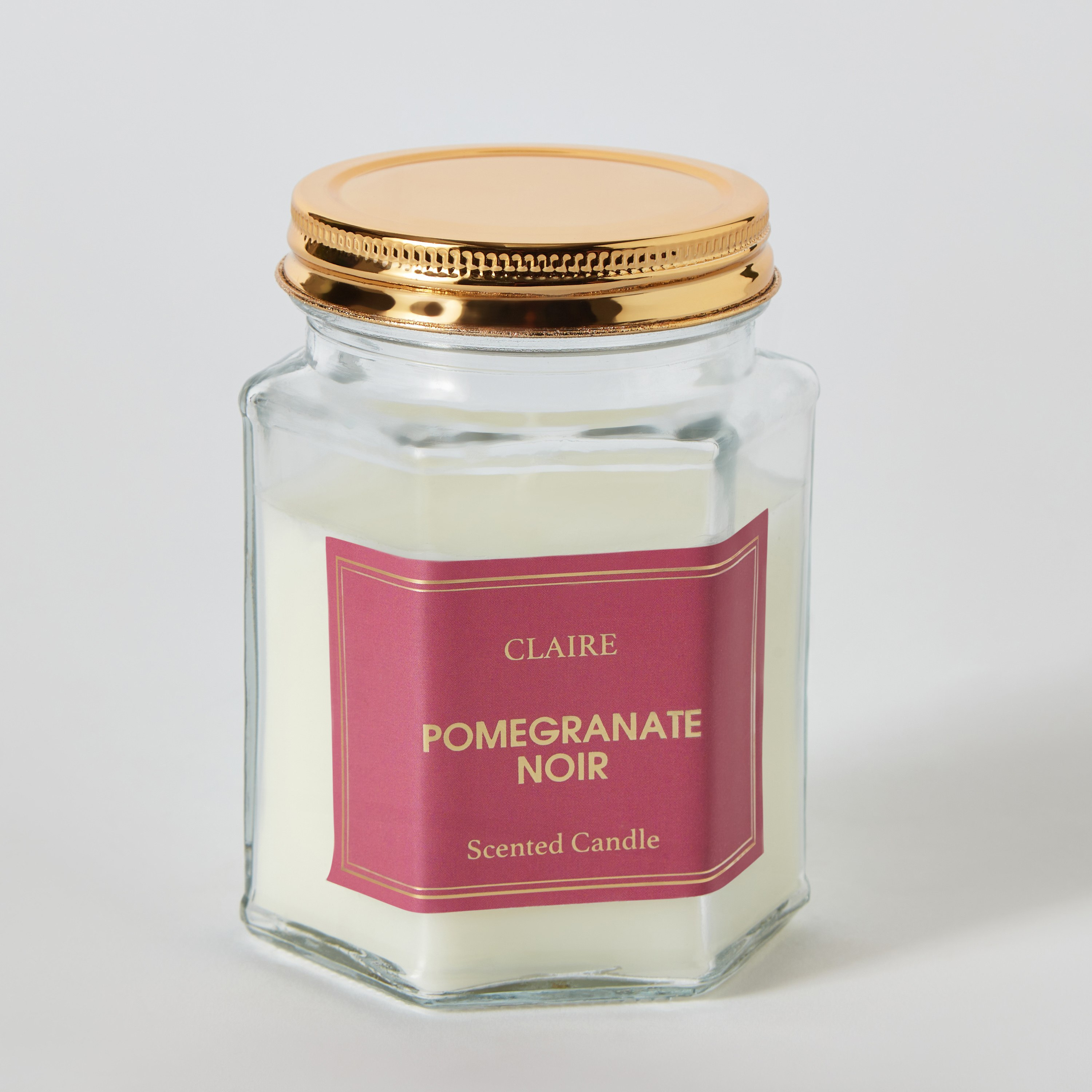 Claire Pomegranate Noir Hexa Glass Jar Candle -150 g-hbxlivingroom-decorandaccessories-candles-image-5