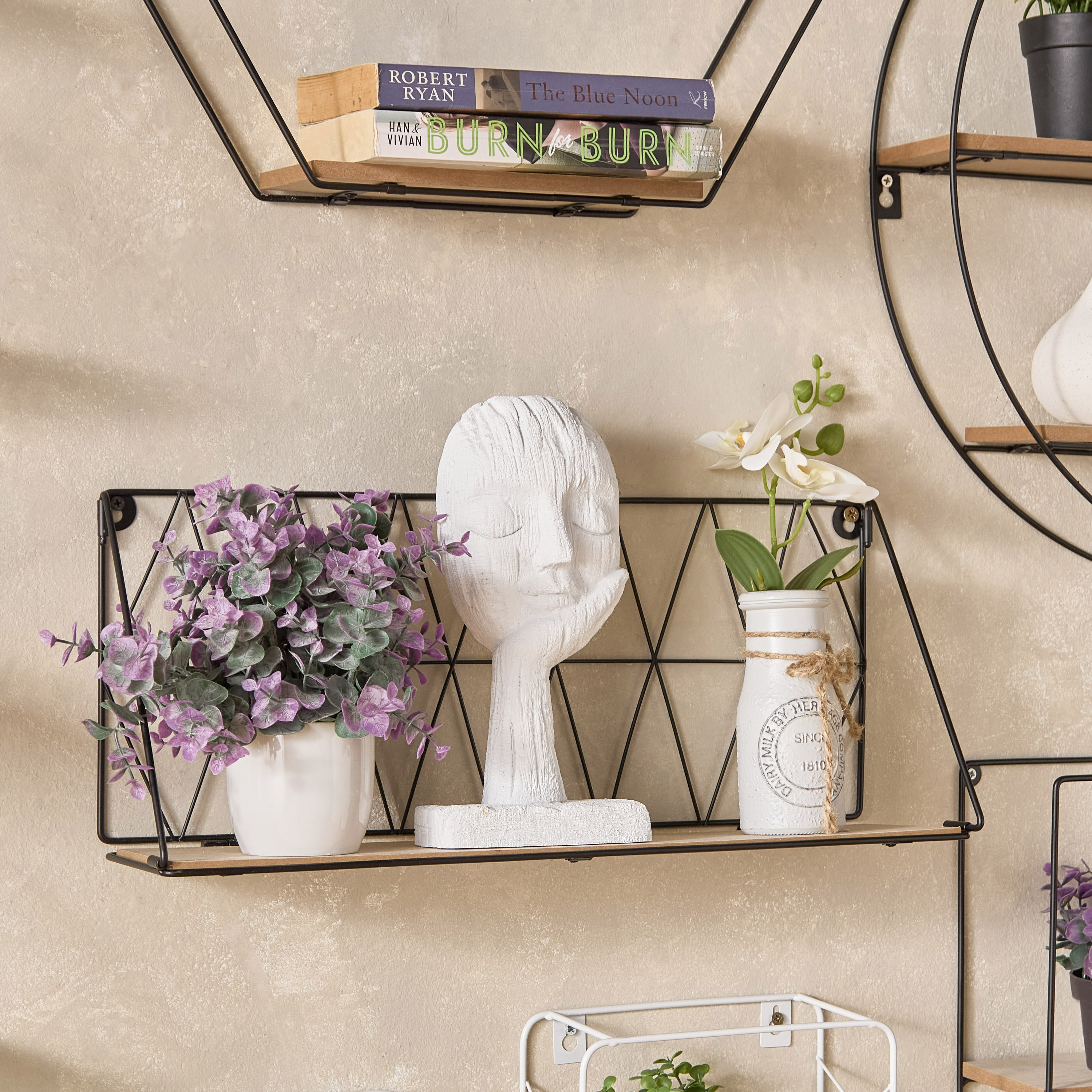 Sera Foldable Metal Wall Shelf with MDF Board - 48x13x20 cm-hbxfurniture-mediaunitsandstorage-wallshelves-image-1