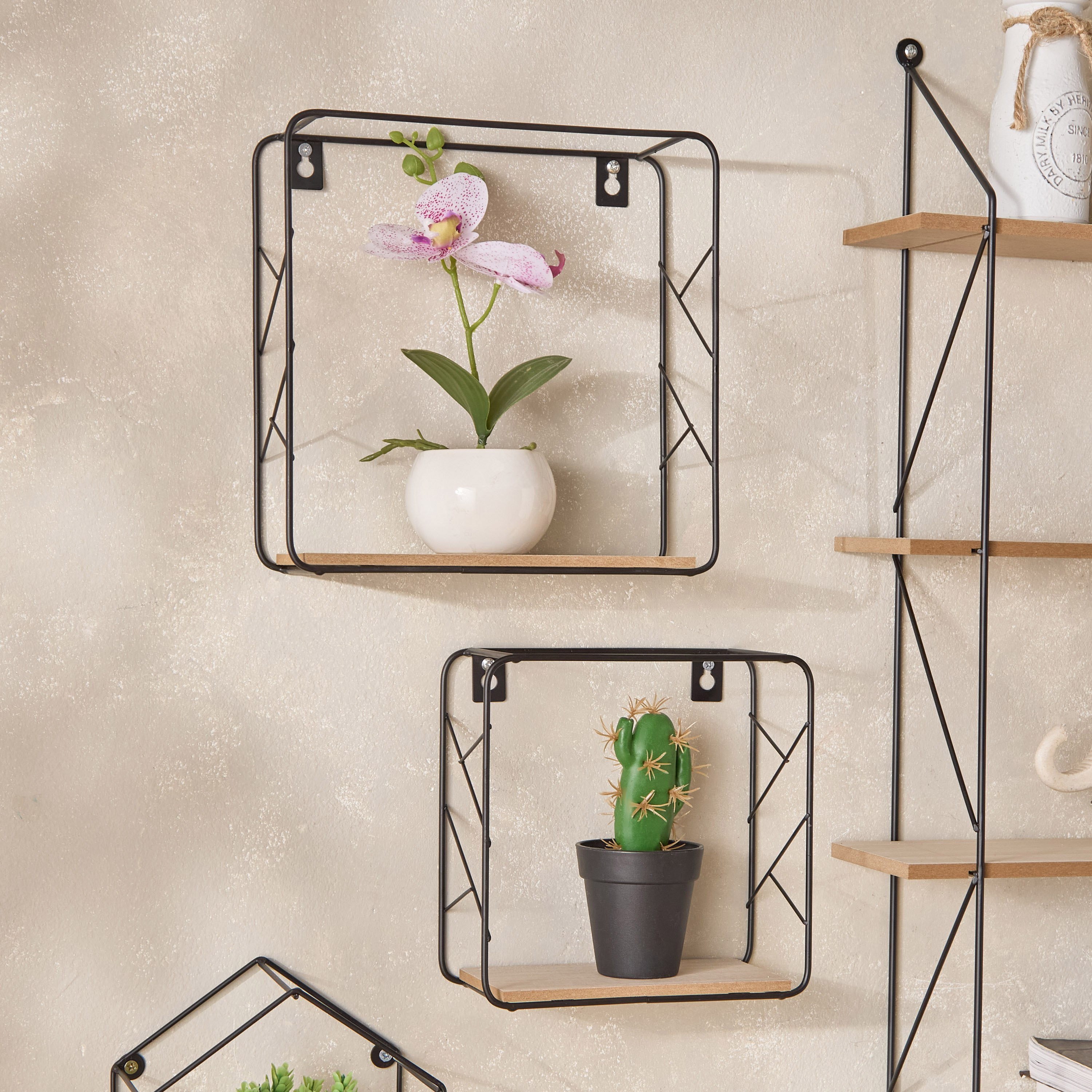 طقم رف حائط معدن مع ألواح ليفية قطعتين من سيرا-hbxfurniture-mediaunitsandstorage-wallshelves-image-1