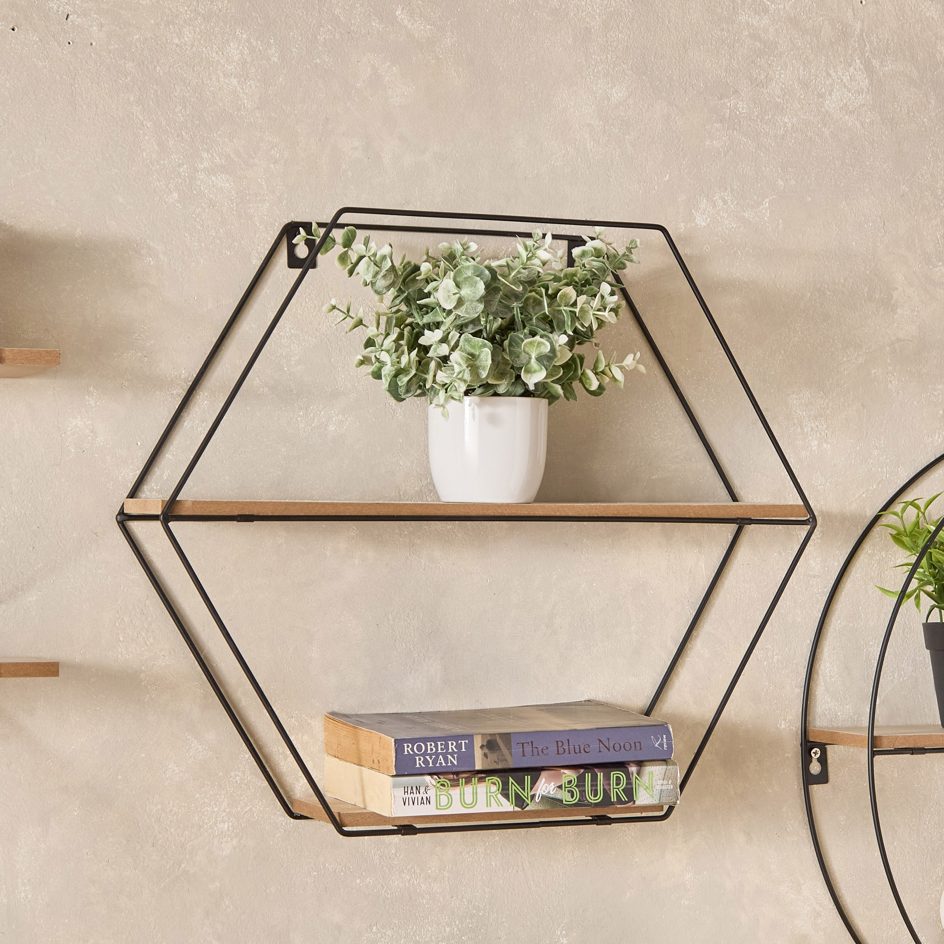 Sera Foldable Metal Wall Shelf with MDF Boards - 46x10x40 cm-hbxfurniture-mediaunitsandstorage-wallshelves-image-1