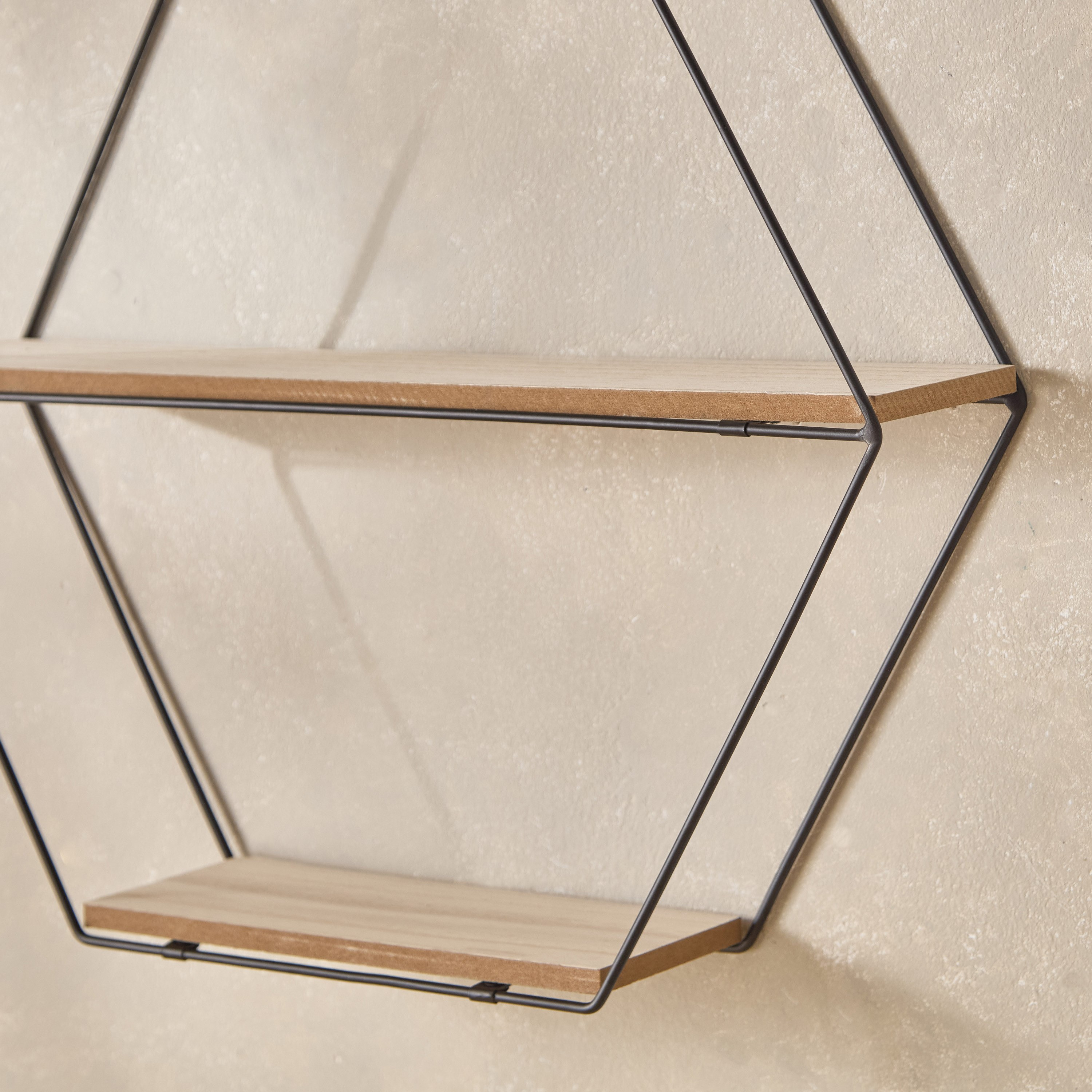 Sera Foldable Metal Wall Shelf with MDF Boards - 46x10x40 cm-hbxfurniture-mediaunitsandstorage-wallshelves-image-3
