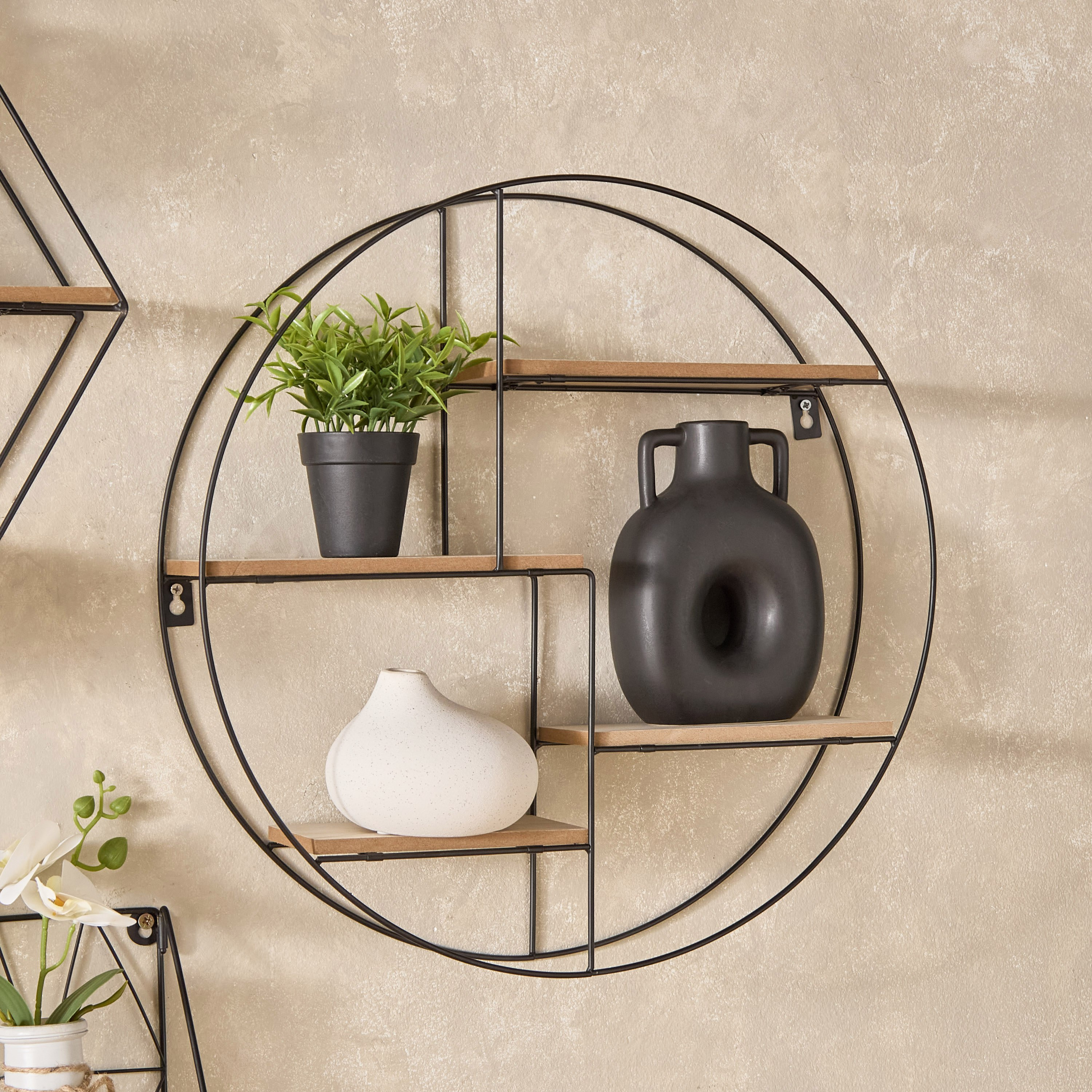 رف حائط معدن قابل للطي مع ألواح ليفية من سيرا - 50x10x50 سم-hbxfurniture-mediaunitsandstorage-wallshelves-image-1